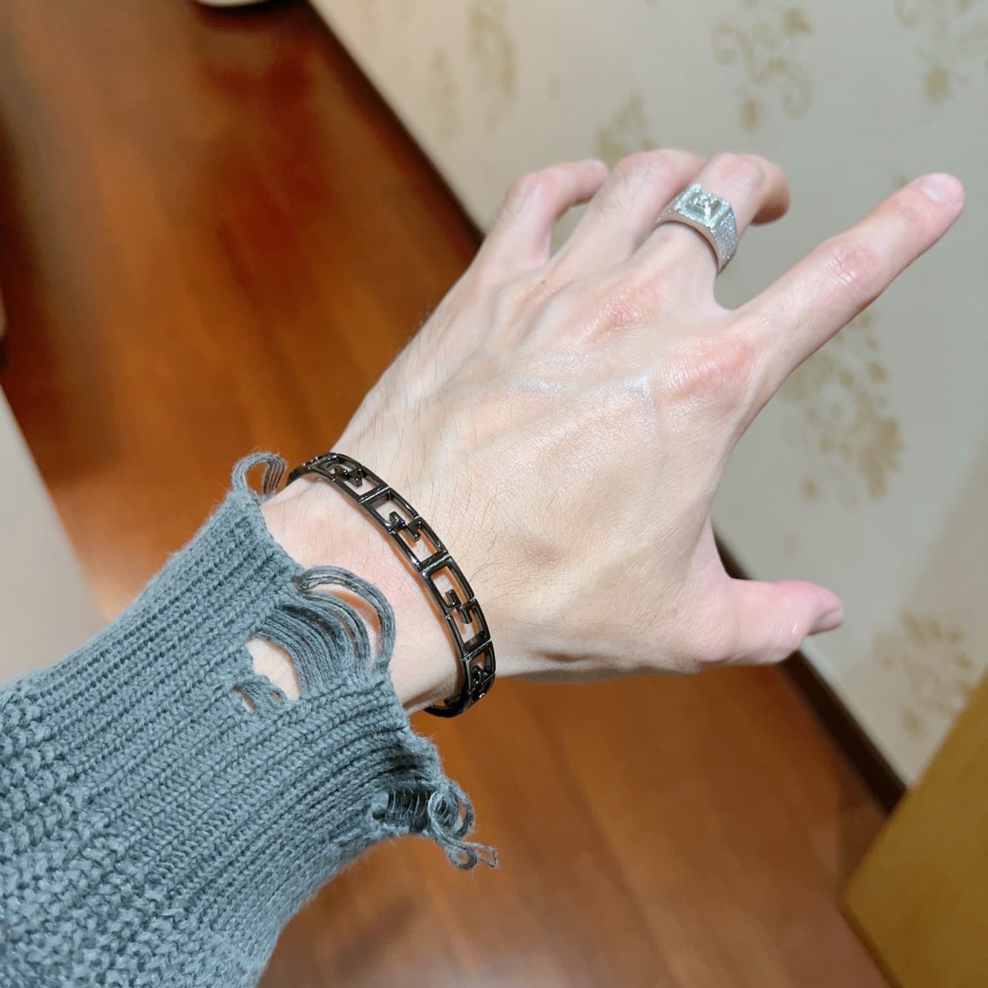 Gucci Black Metal Bracelet