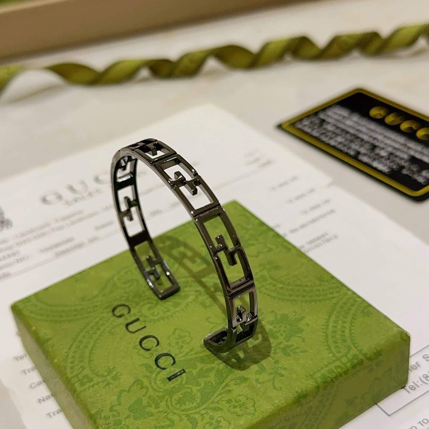 Gucci Black Metal Bracelet