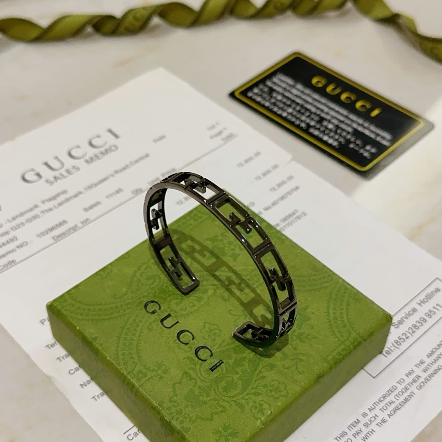 Gucci Black Metal Bracelet