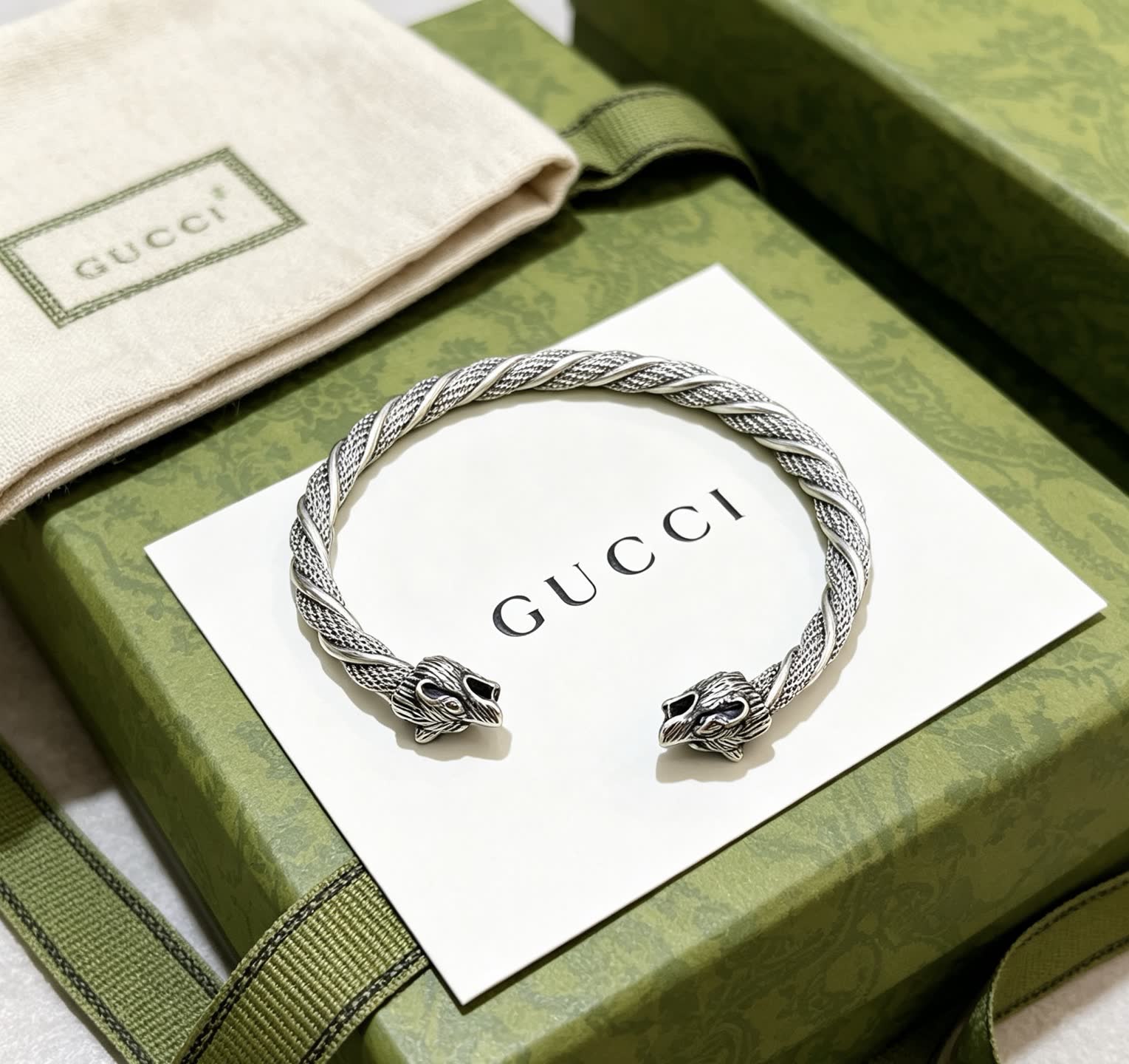 Gucci Silver Dragon Head Bracelet