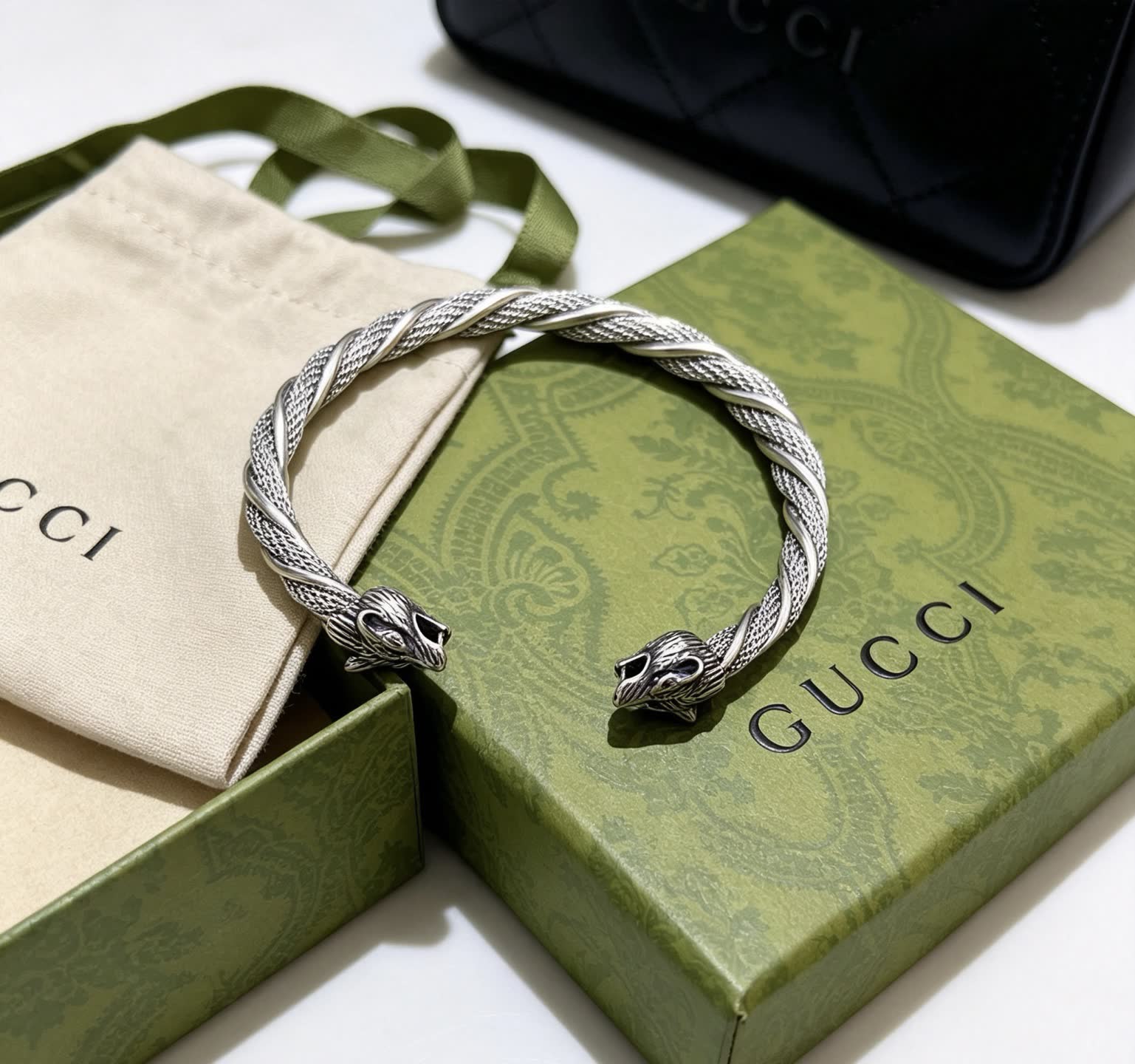 Gucci Silver Dragon Head Bracelet