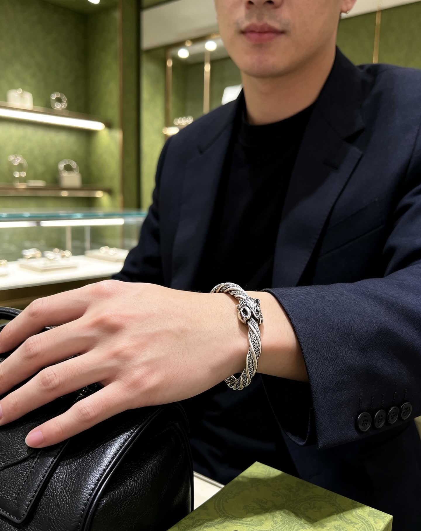 Gucci Silver Dragon Head Bracelet