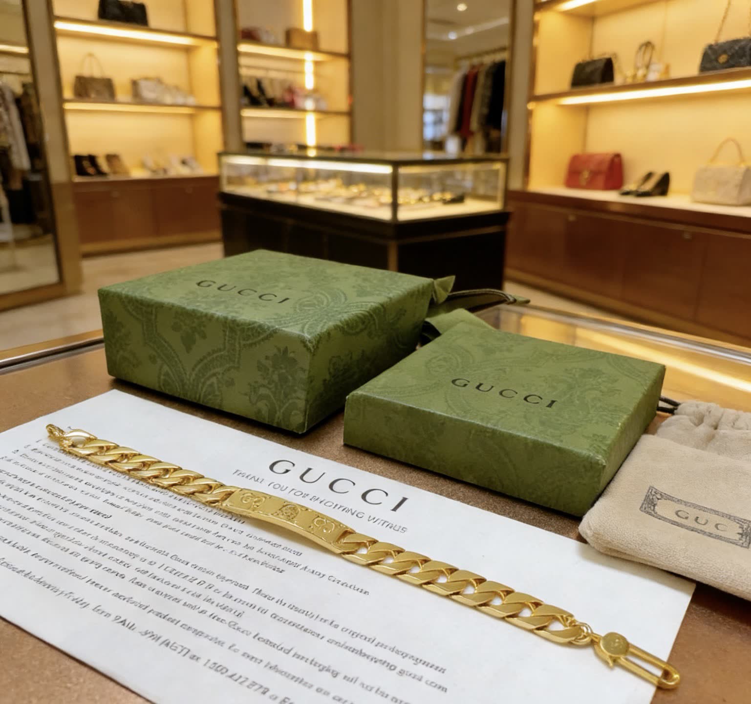 Gucci Gold Tone Chain Bracelet