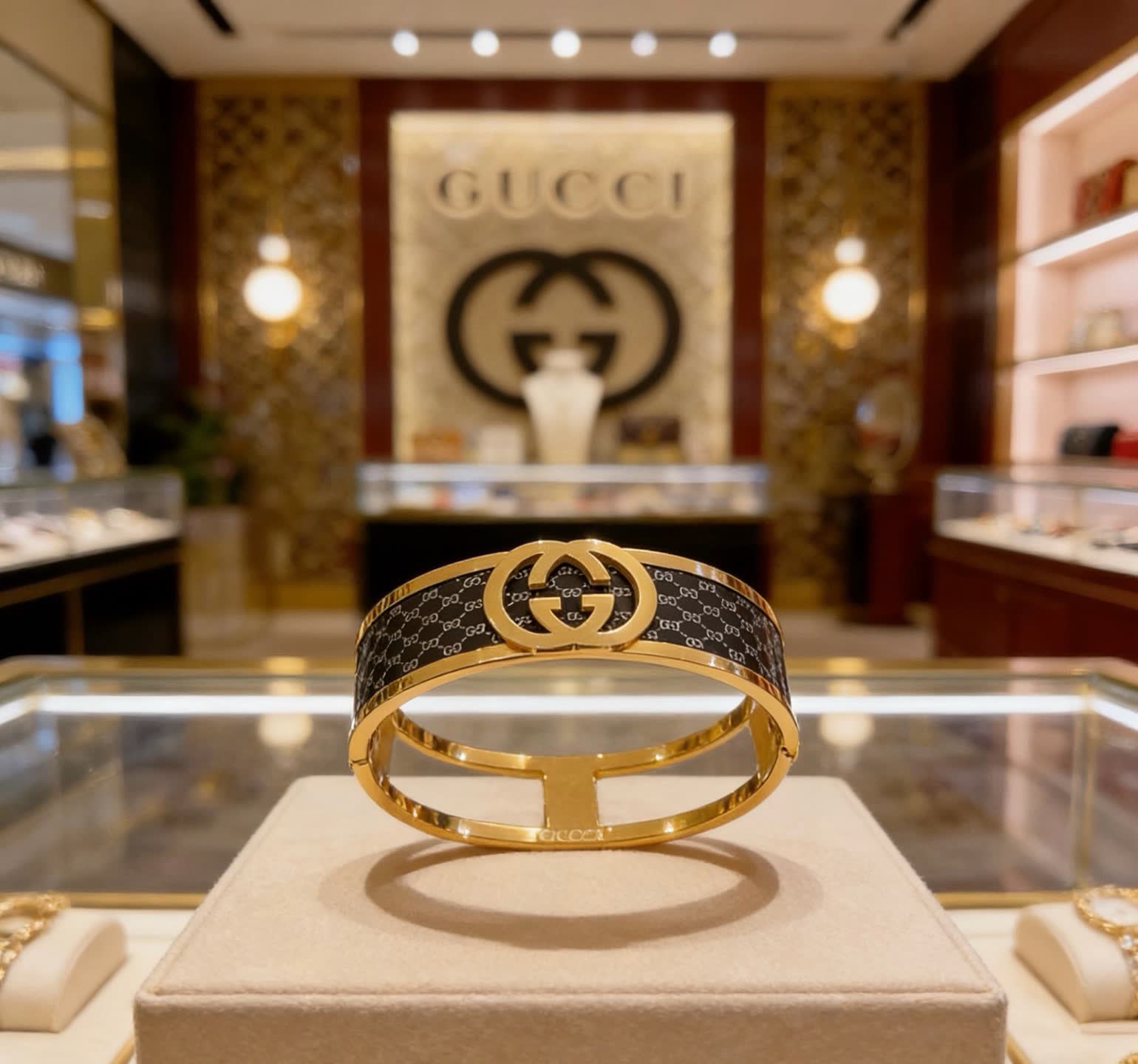 Gucci Gold Tone Interlocking G Bracelet