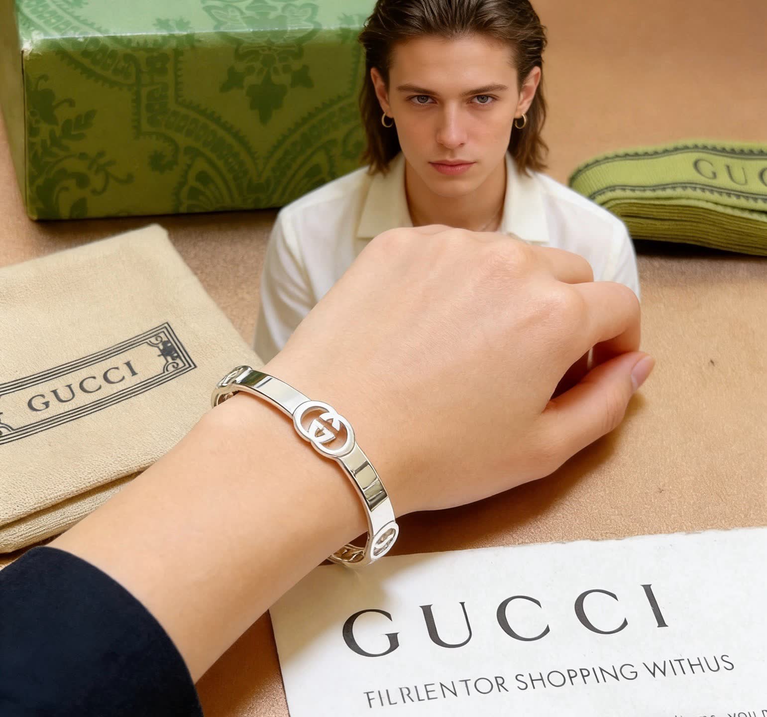 Gucci Silver Interlocking G Bracelet
