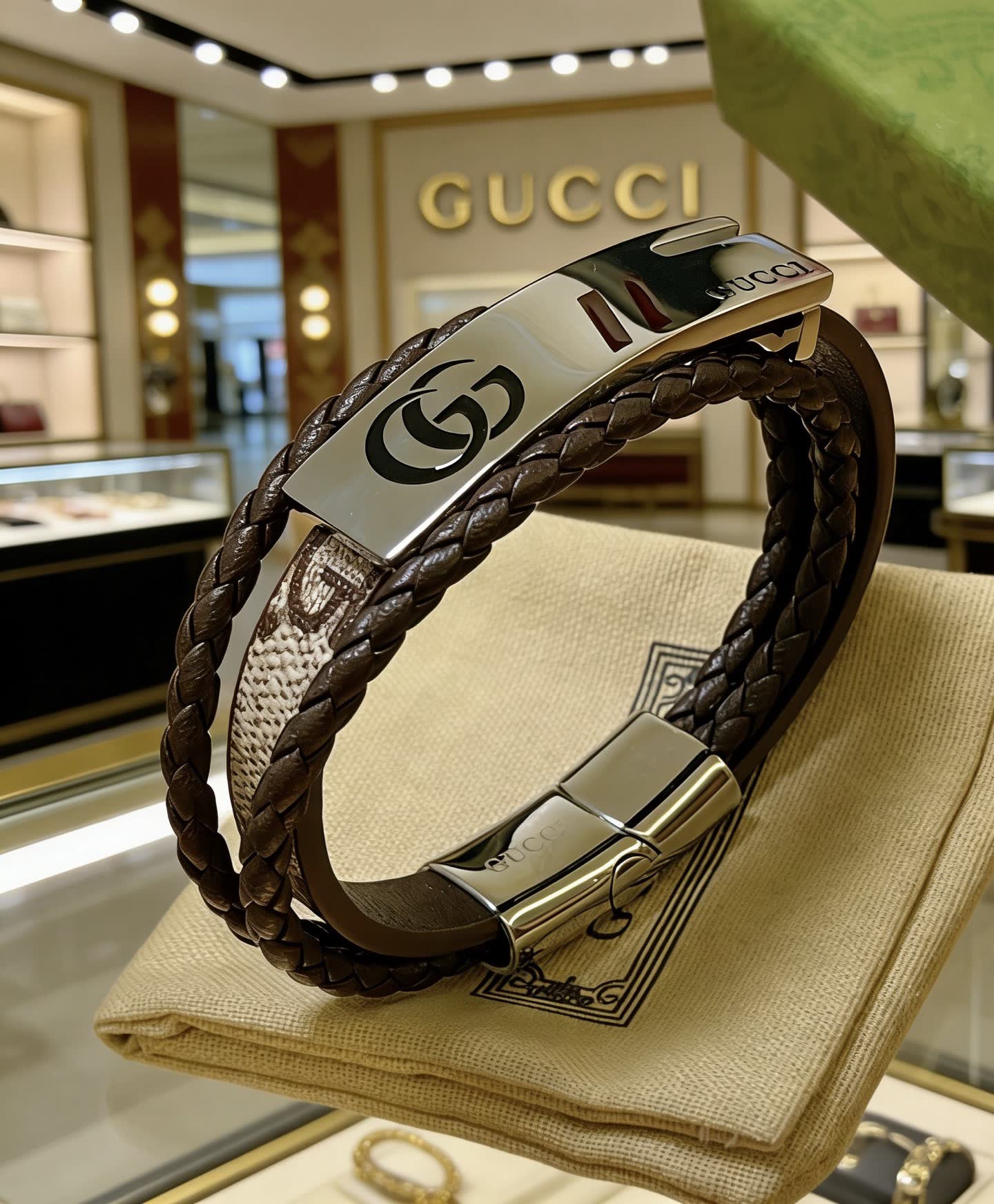 Gucci Leather & Metal Bracelet Gucci Leather & Metal Bracelet