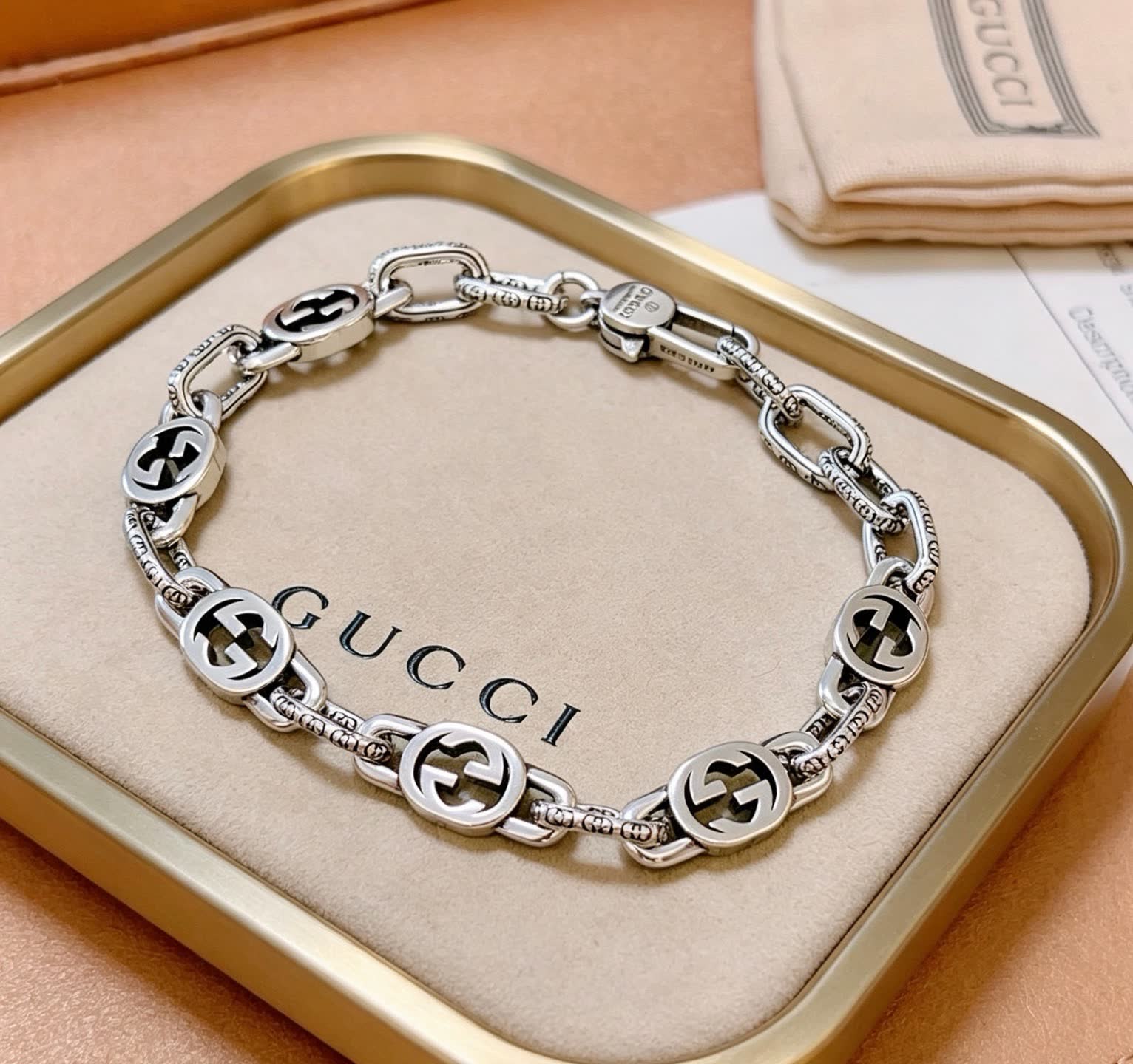 Gucci Silver Interlocking G Bracelet