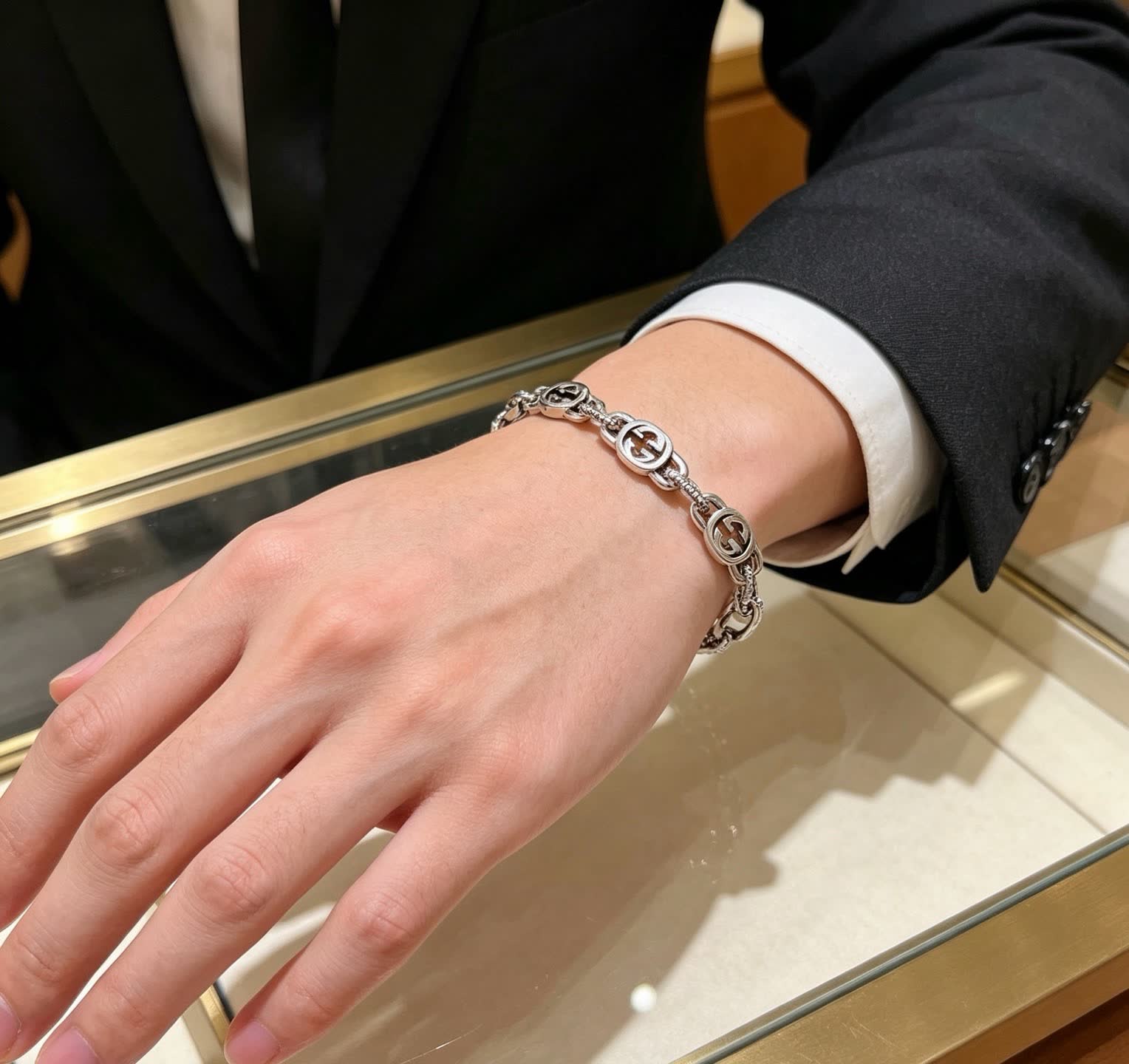 Gucci Silver Interlocking G Bracelet