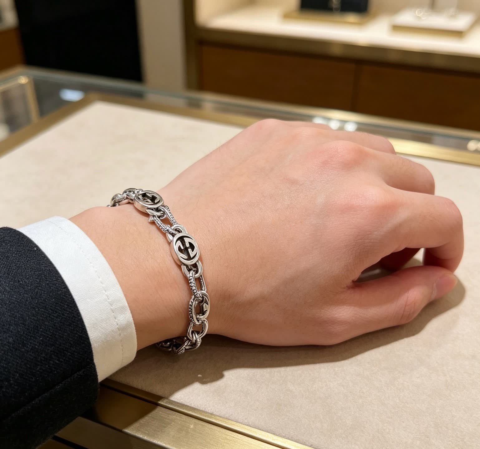 Gucci Silver Interlocking G Bracelet