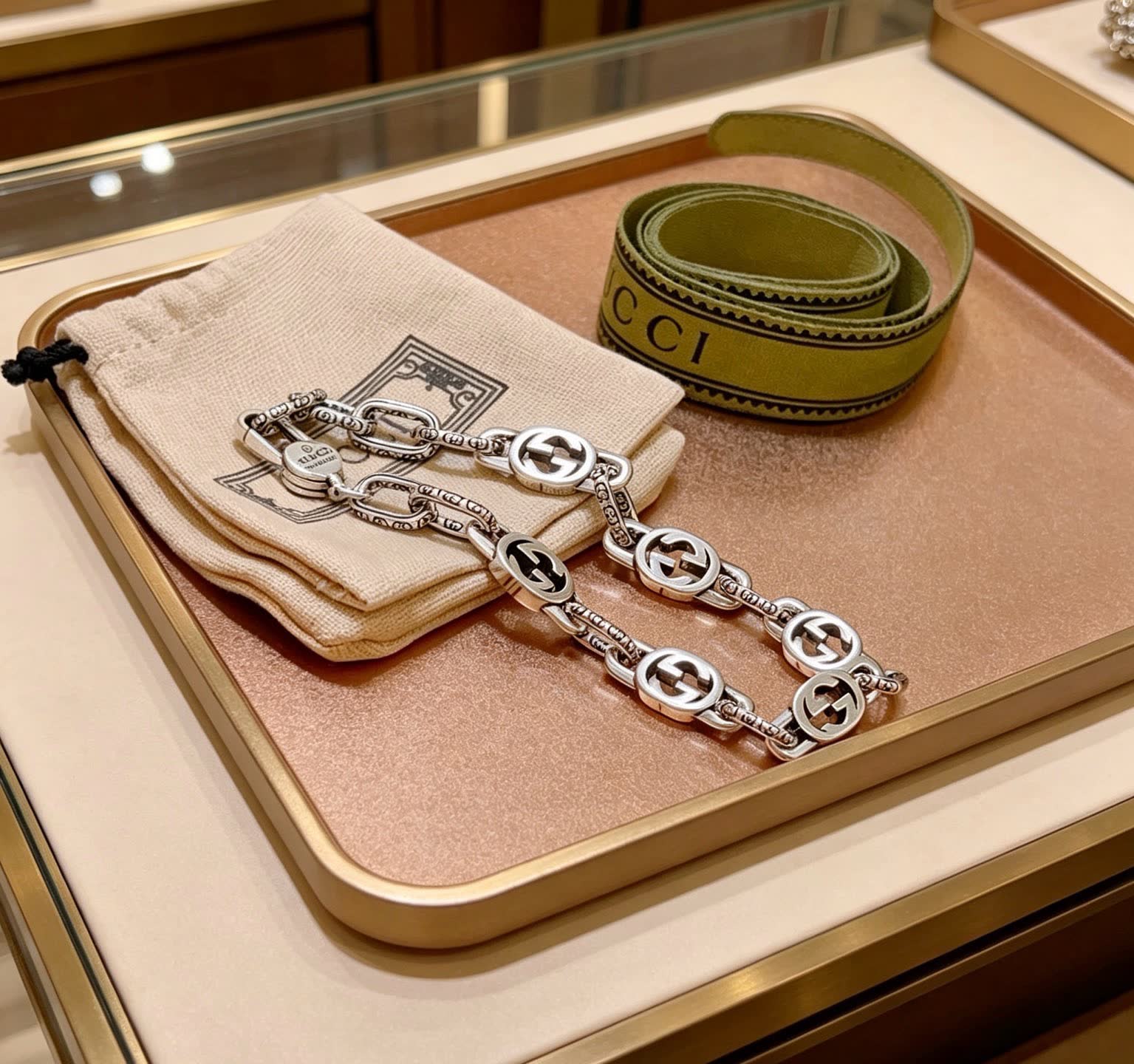 Gucci Silver Interlocking G Bracelet