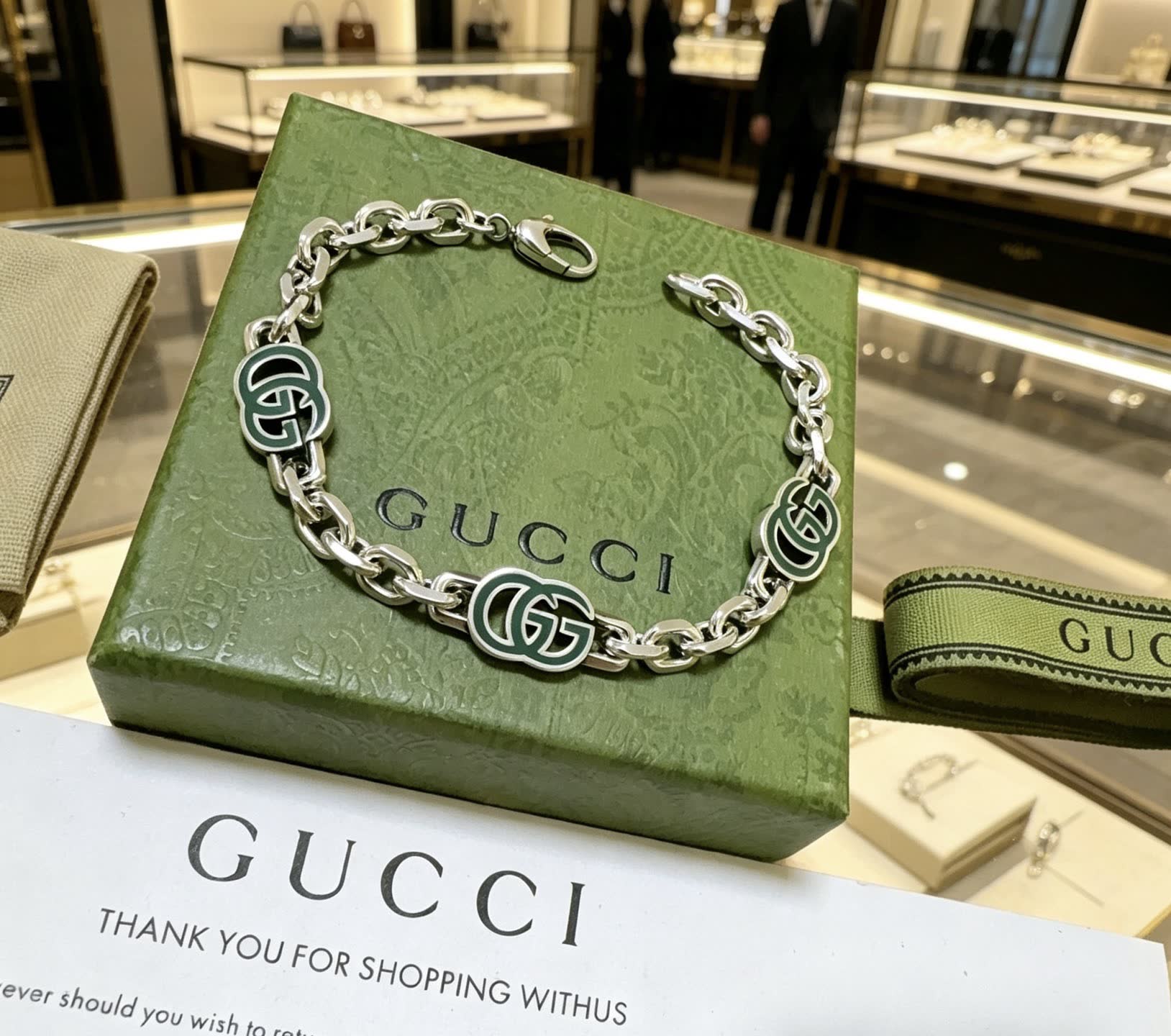 Gucci Silver Chain Bracelet with Interlocking G Logo