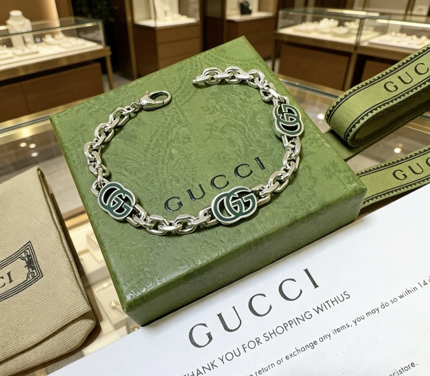 Gucci Silver Chain Bracelet with Interlocking G Logo