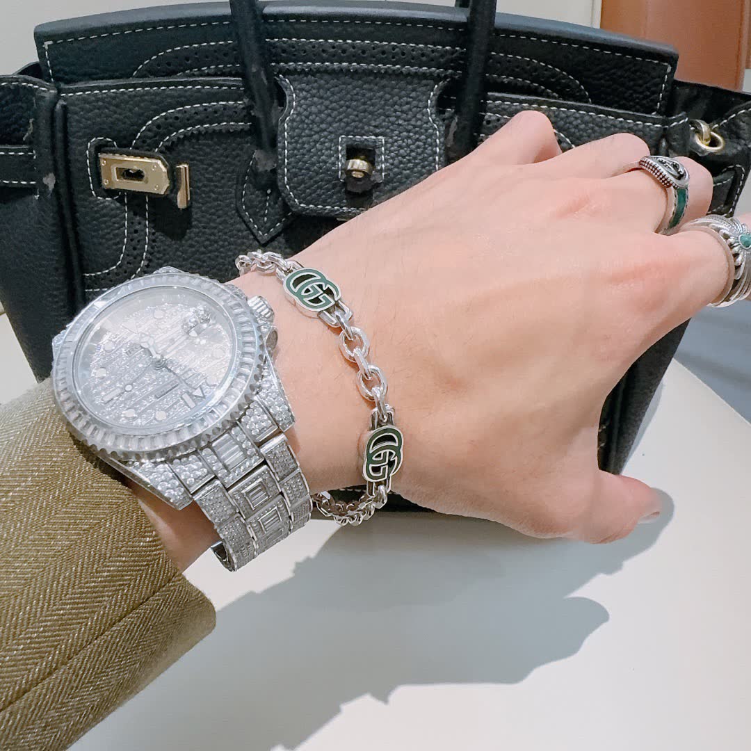 Gucci Silver Chain Bracelet with Interlocking G Logo