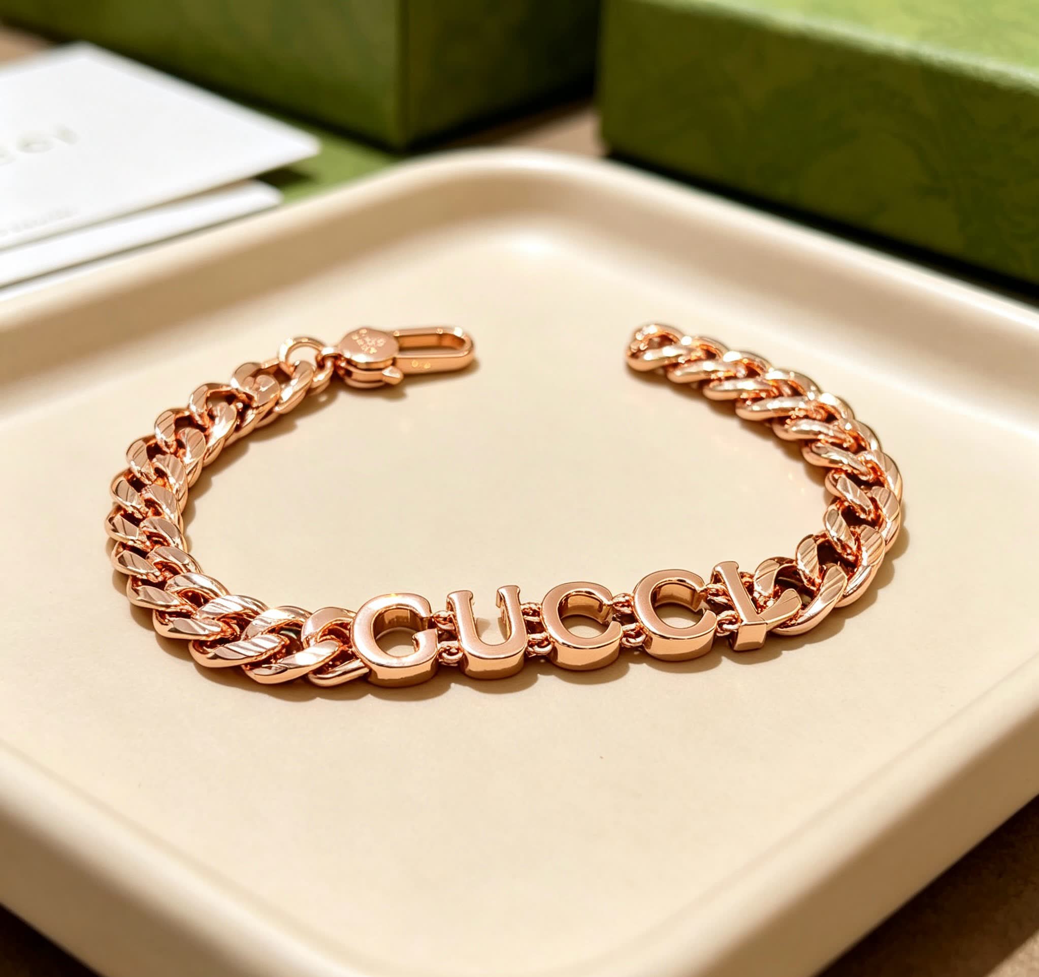 Gucci Rose Gold-Plated 'GUCCI' Bracelet Gucci Rose Gold-Plated 'GUCCI' Bracelet