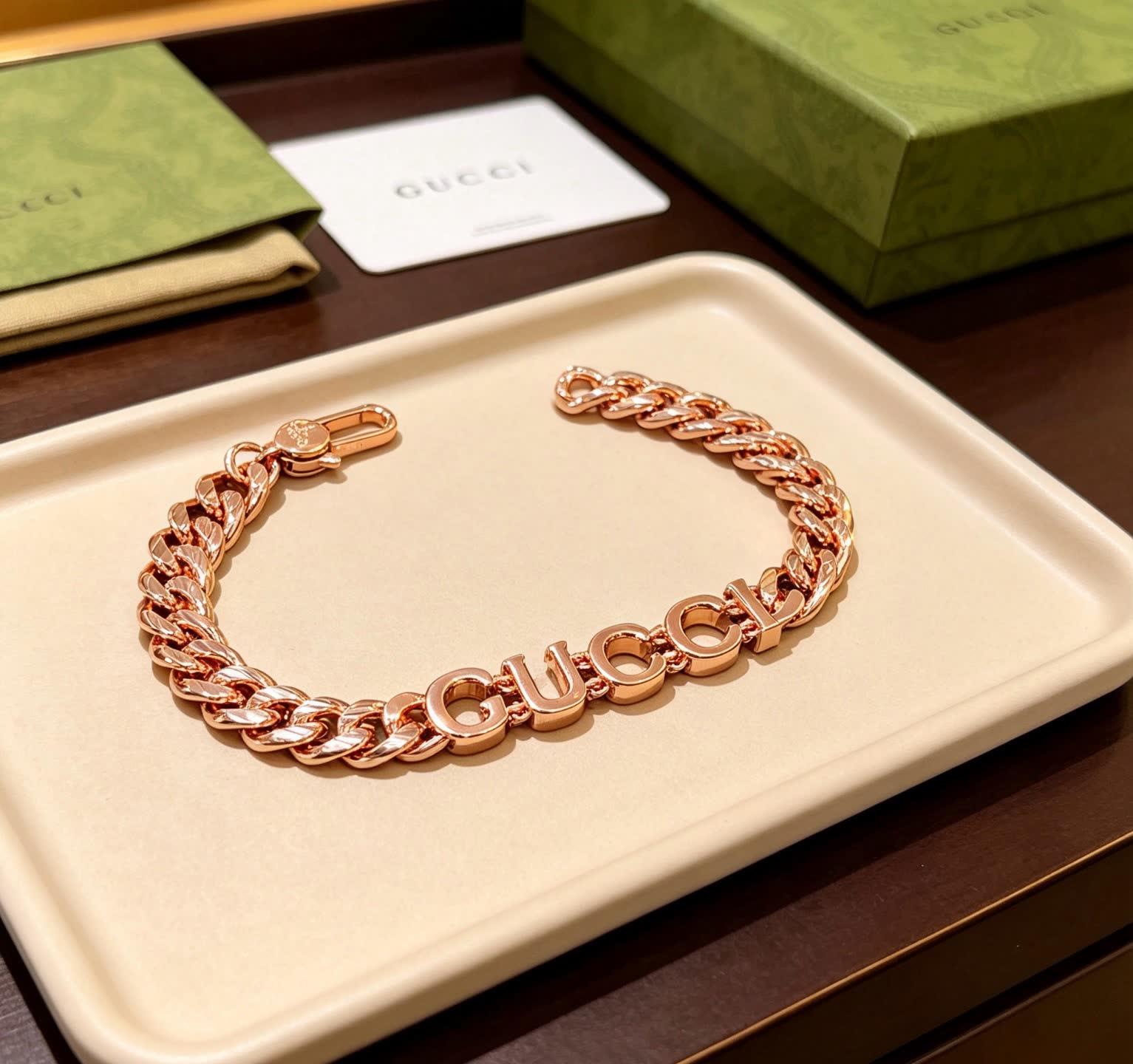 Gucci Rose Gold-Plated 'GUCCI' Bracelet
