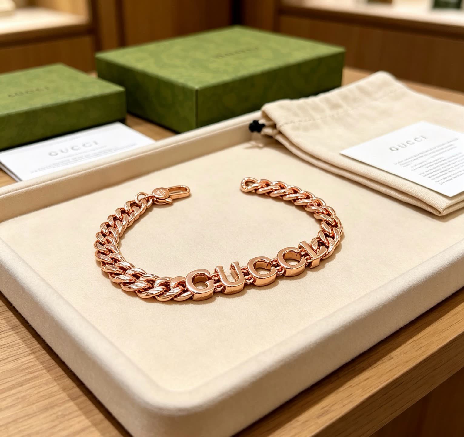 Gucci Rose Gold-Plated 'GUCCI' Bracelet
