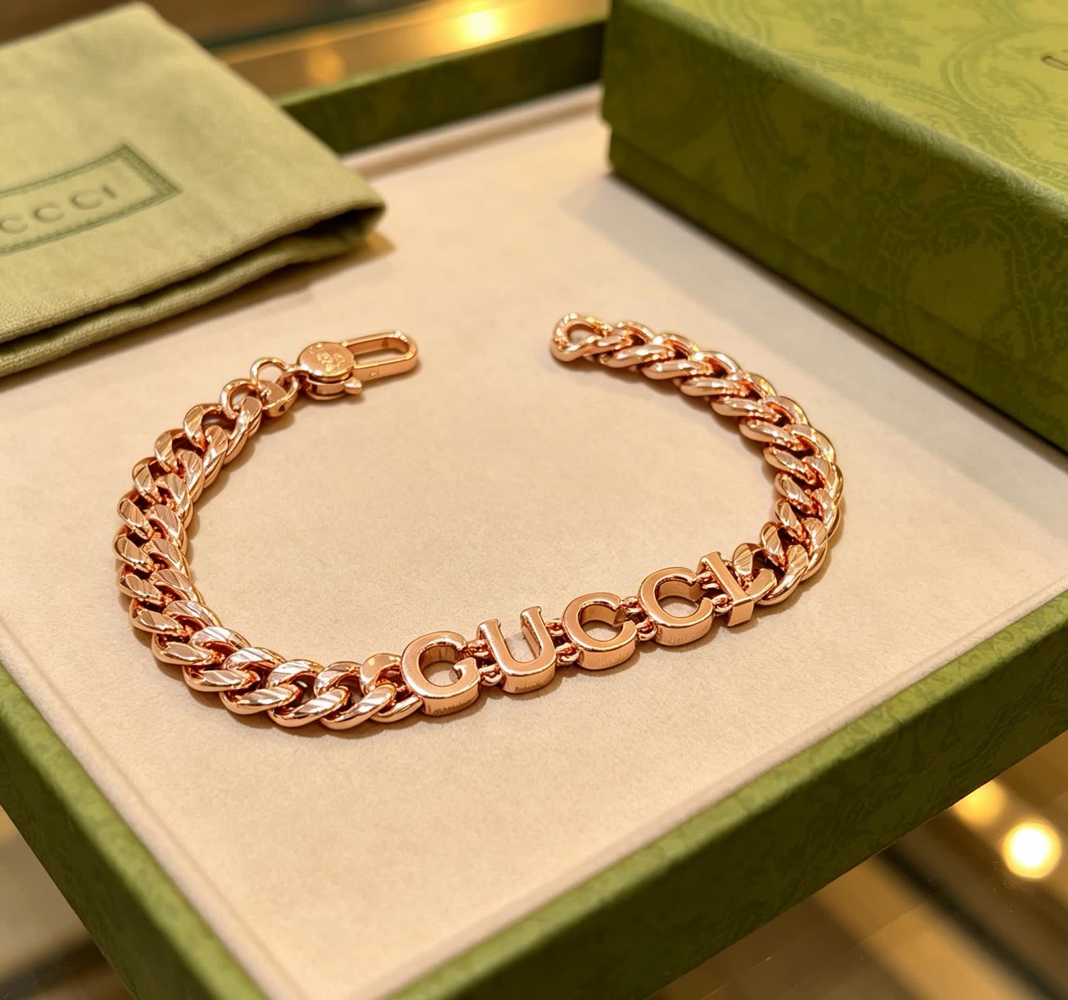 Gucci Rose Gold-Plated 'GUCCI' Bracelet