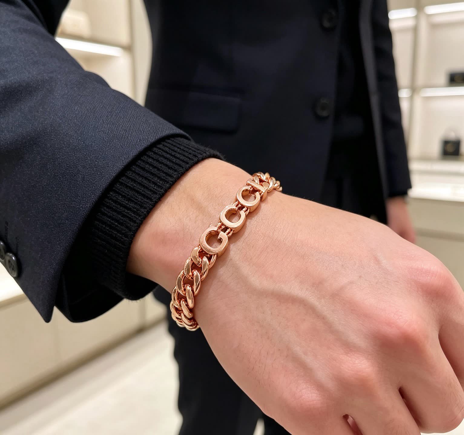 Gucci Rose Gold-Plated 'GUCCI' Bracelet