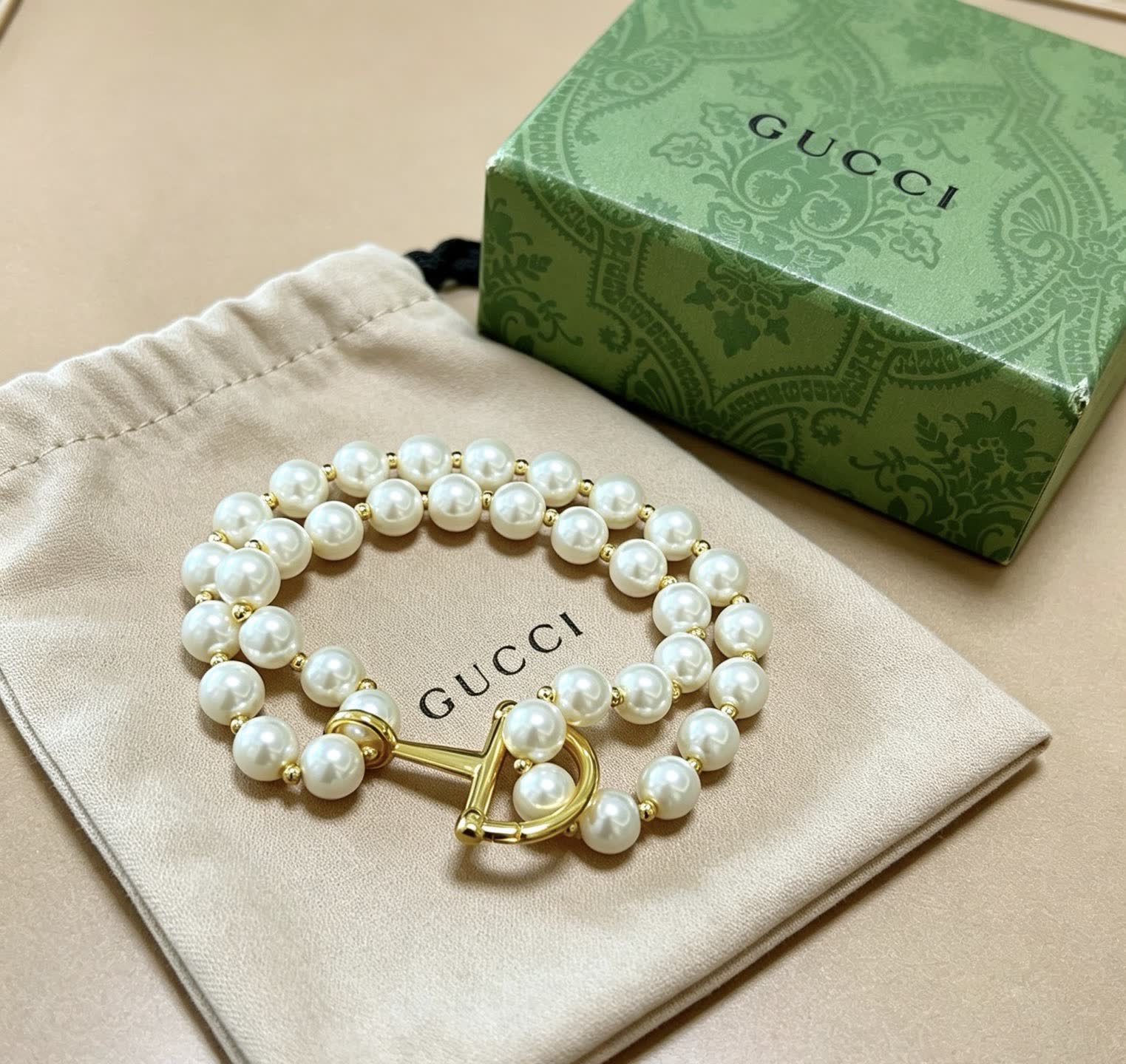 Gucci Double Row Pearl Bracelet