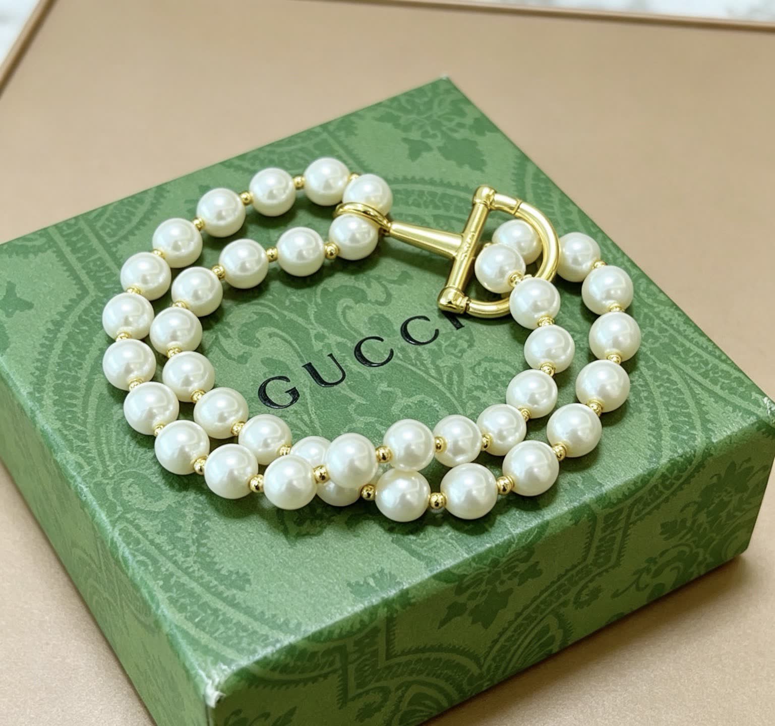 Gucci Double Row Pearl Bracelet