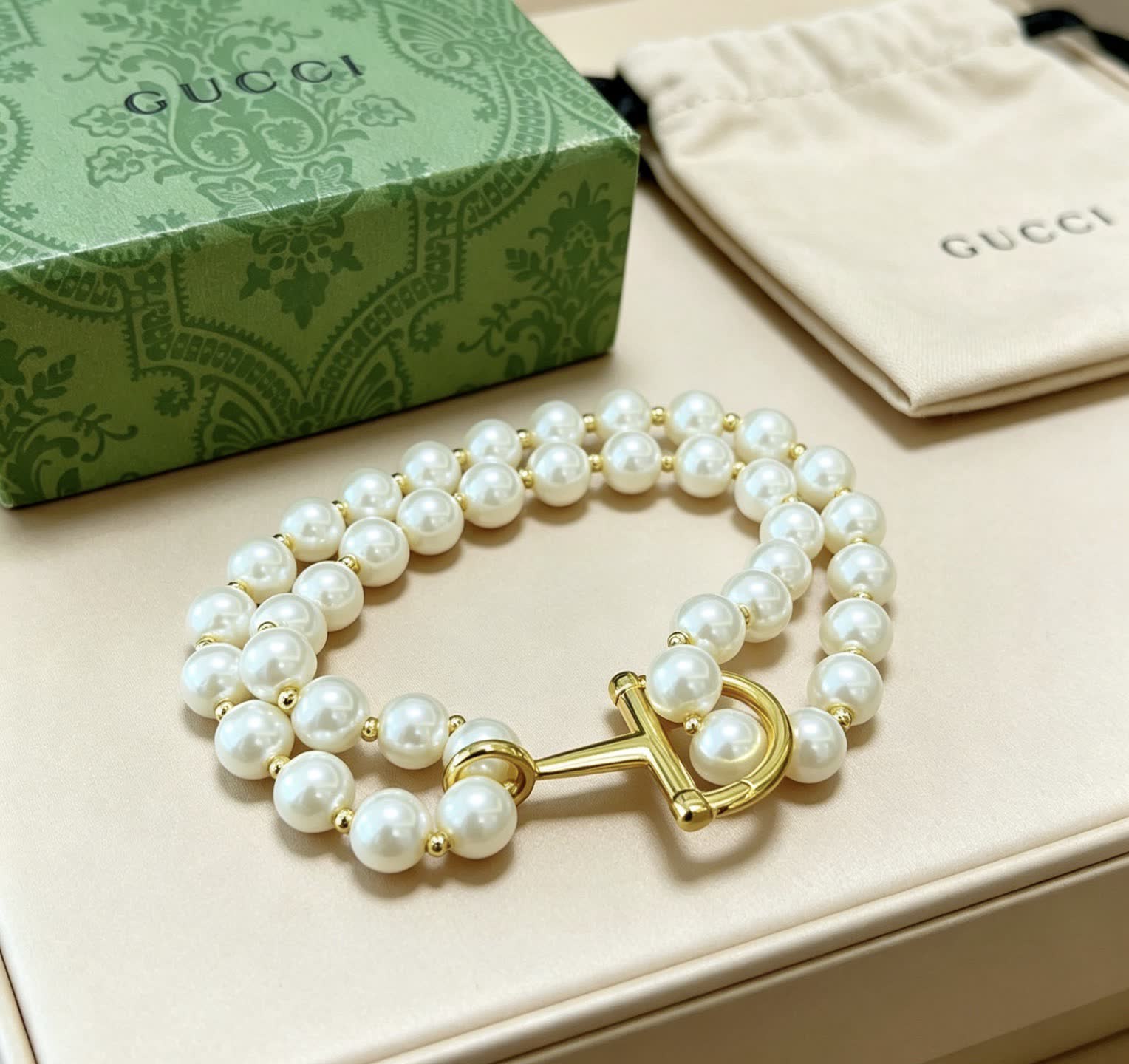 Gucci Double Row Pearl Bracelet