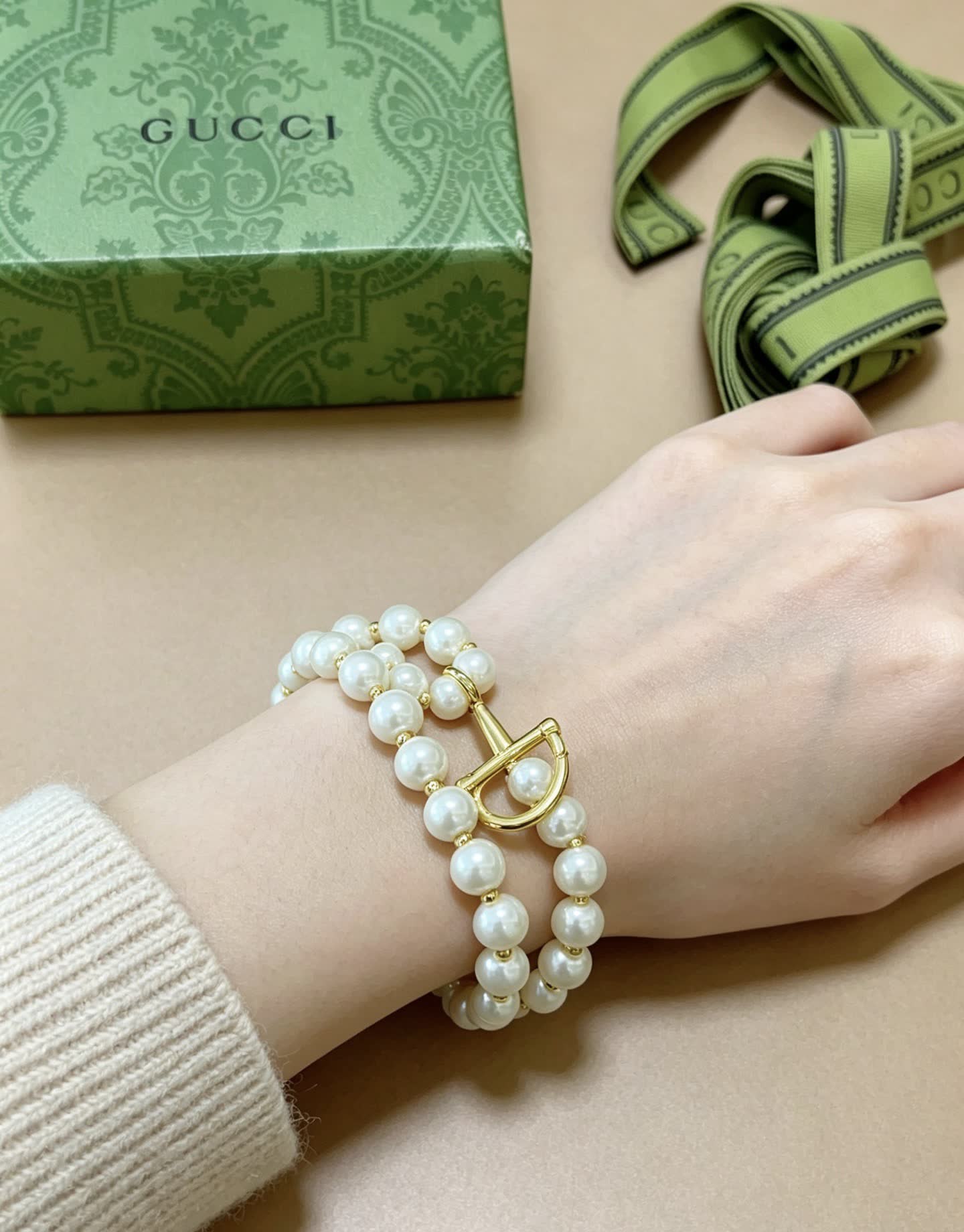 Gucci Double Row Pearl Bracelet