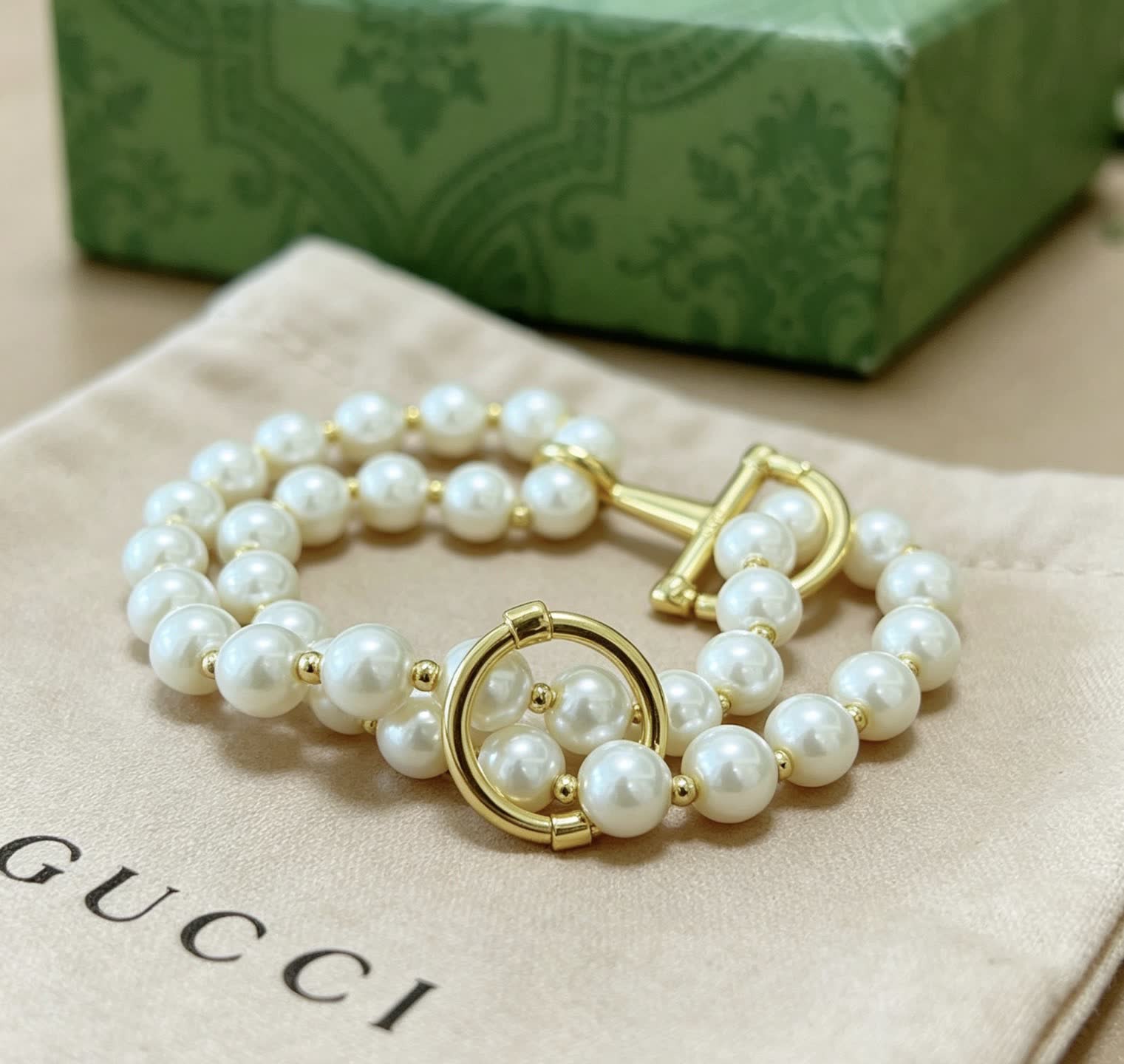 Gucci Double Row Pearl Bracelet