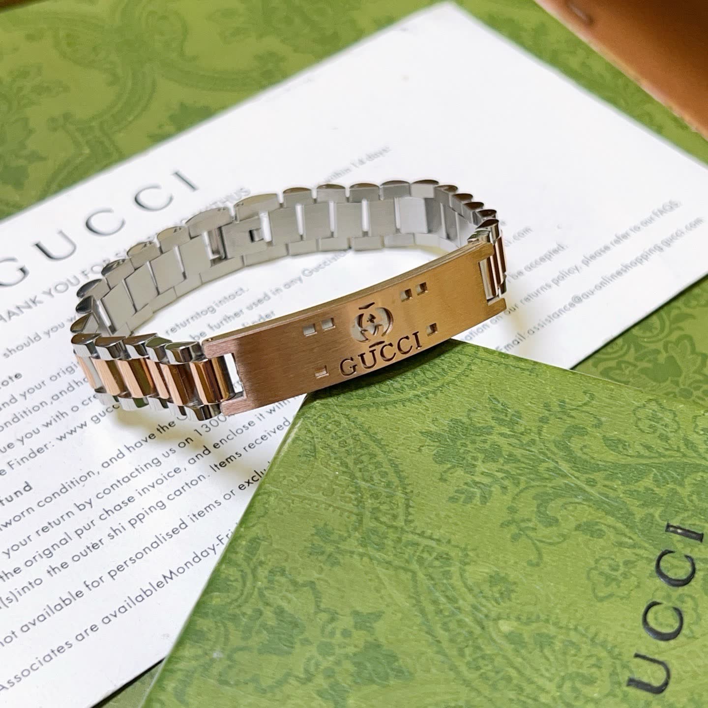 Gucci Silver and Rose Gold Bracelet