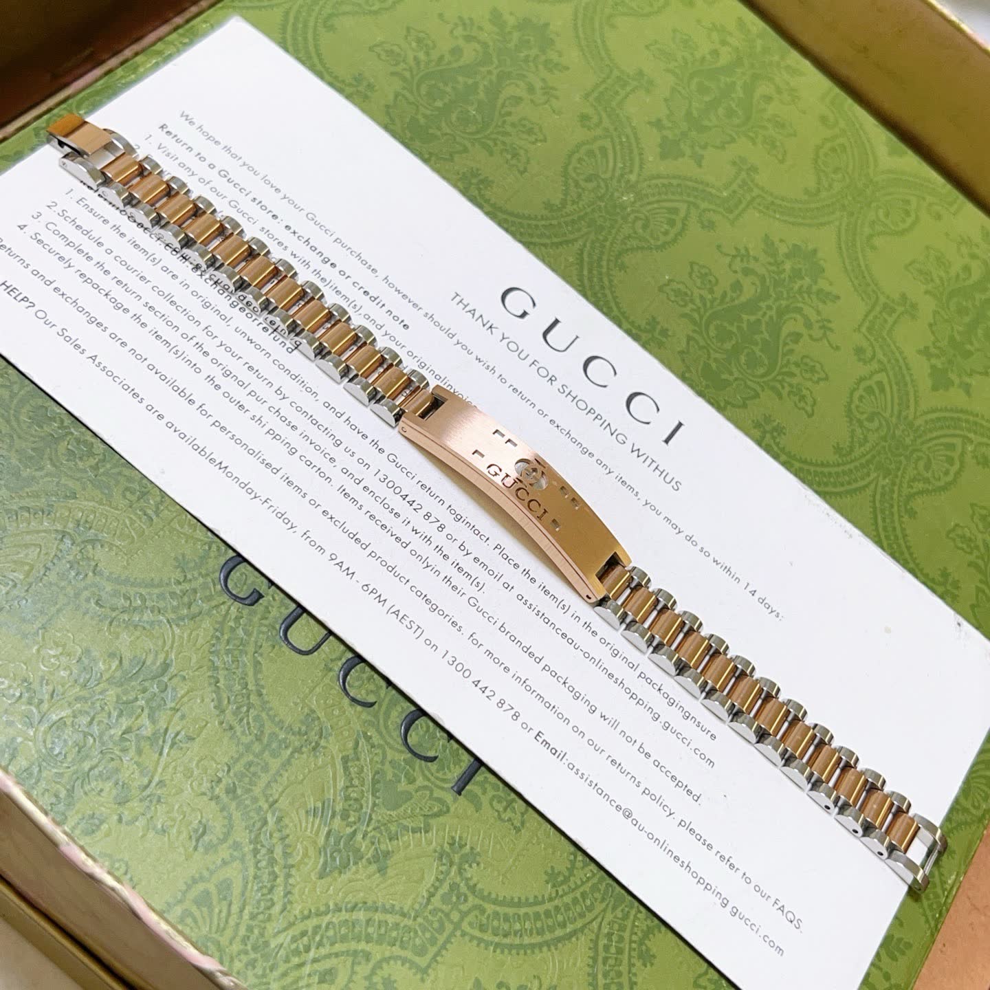 Gucci Silver and Rose Gold Bracelet