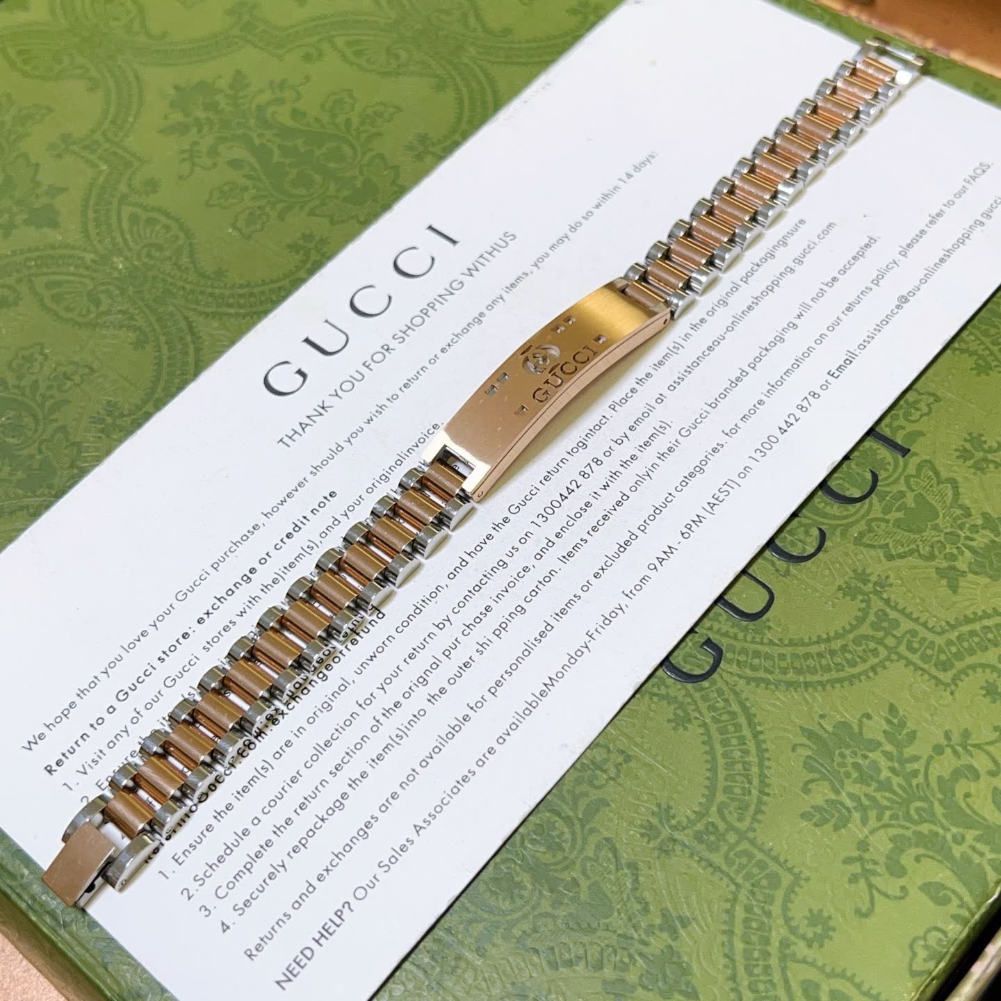 Gucci Silver and Rose Gold Bracelet