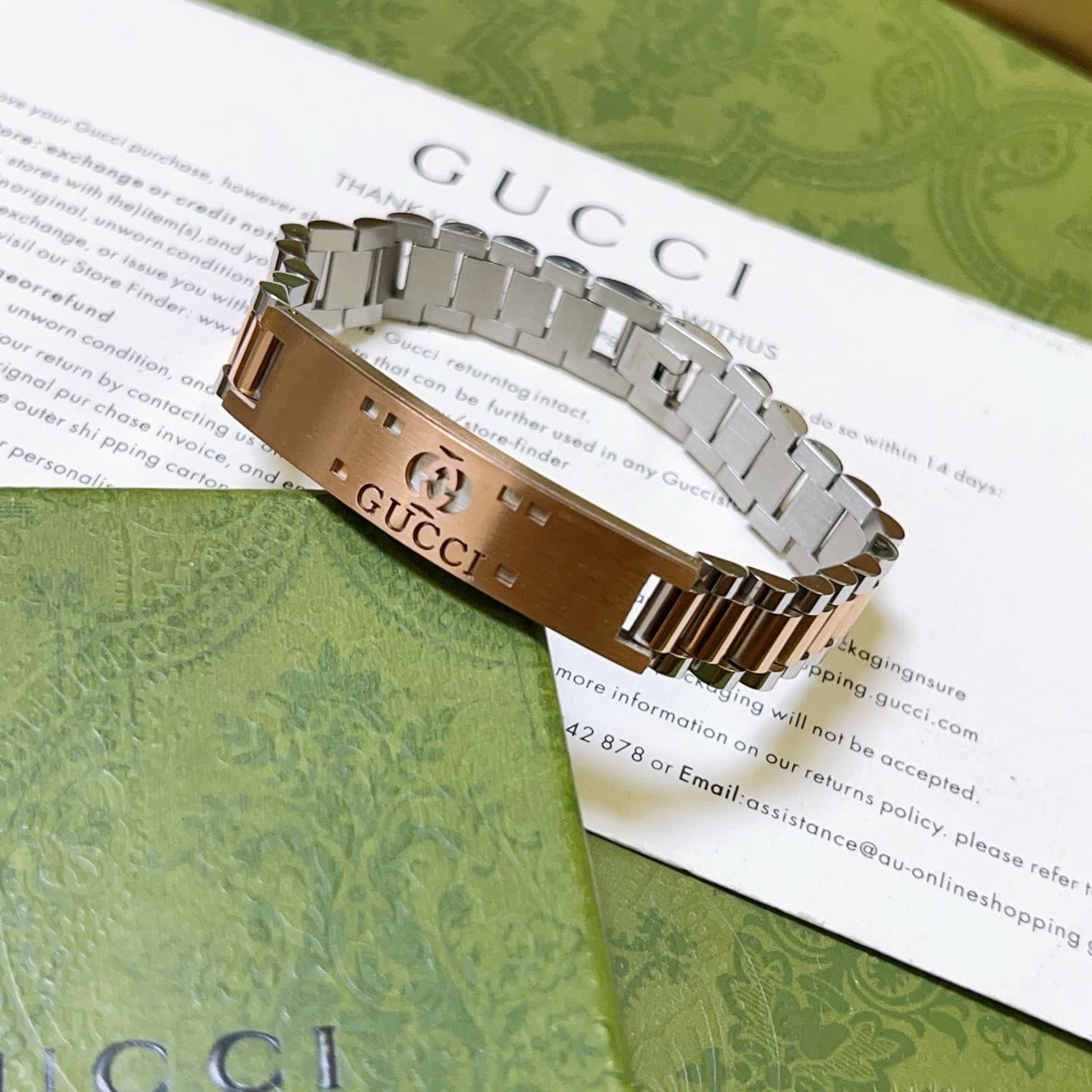 Gucci Silver and Rose Gold Bracelet