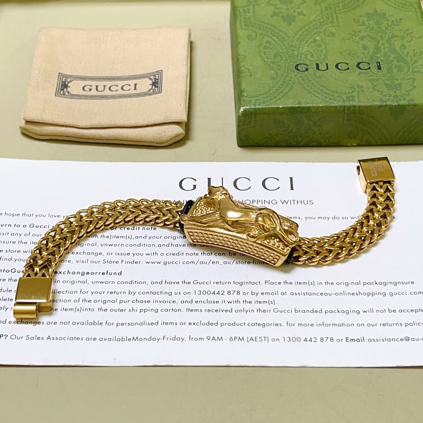 Gucci Gold-Plated Panther Bracelet