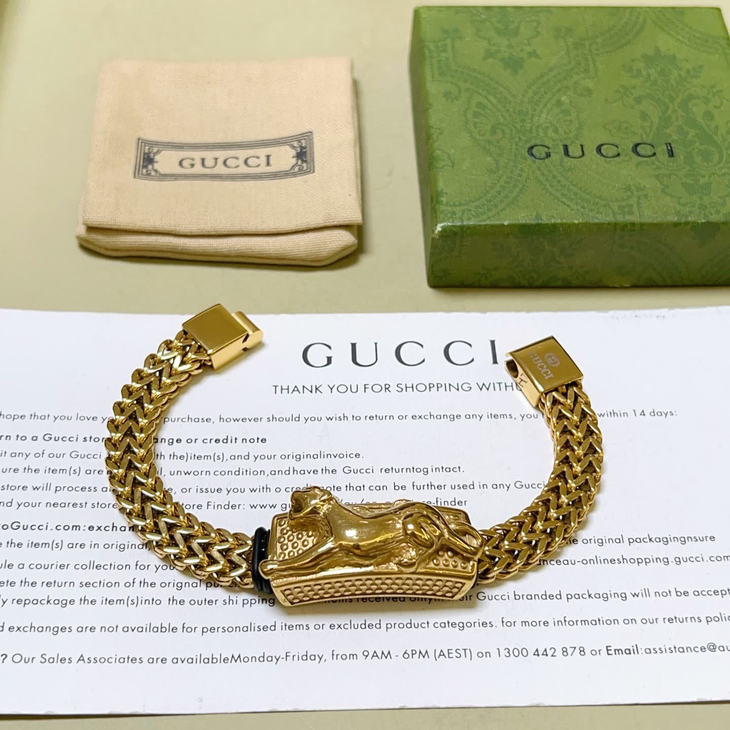 Gucci Gold-Plated Panther Bracelet