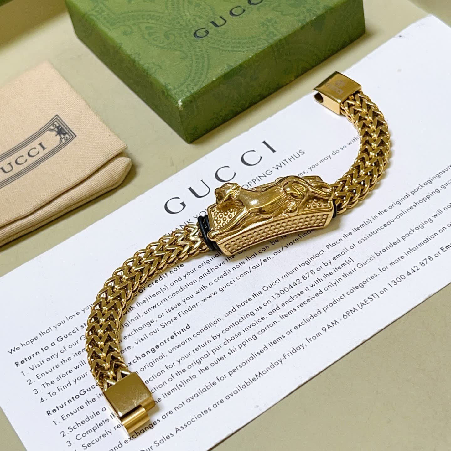 Gucci Gold-Plated Panther Bracelet