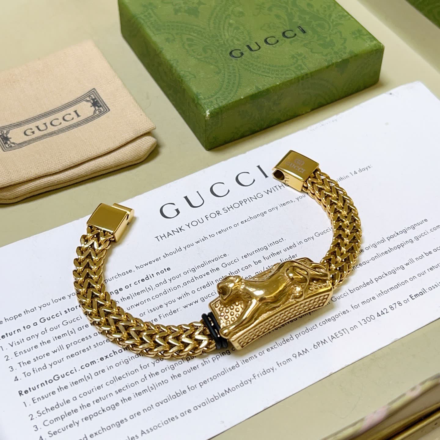 Gucci Gold-Plated Panther Bracelet