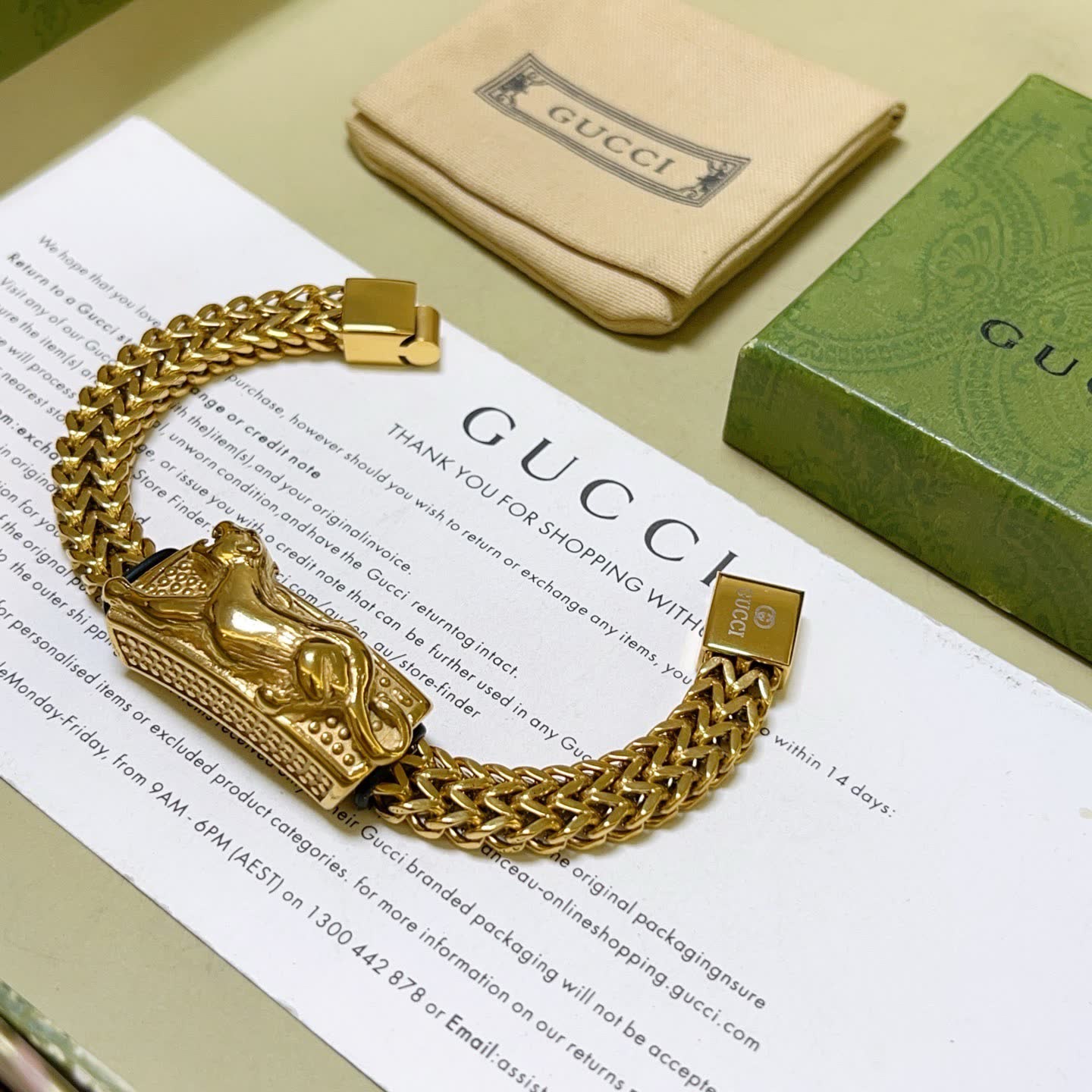 Gucci Gold-Plated Panther Bracelet