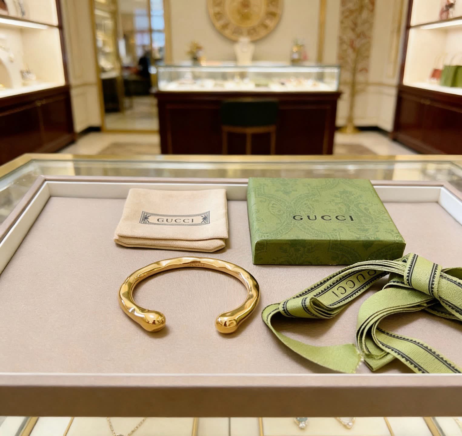Gucci Gold Tone Snake Bracelet