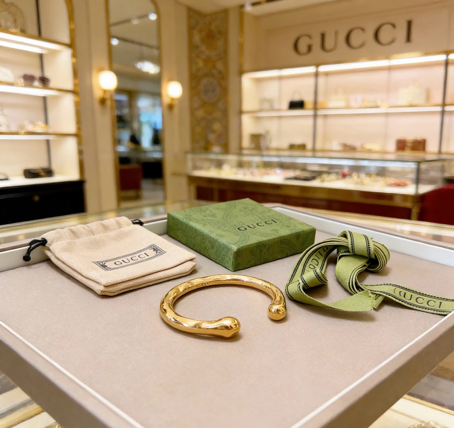 Gucci Gold Tone Snake Bracelet