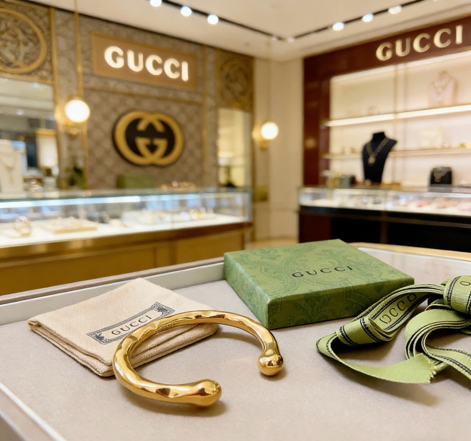 Gucci Gold Tone Snake Bracelet