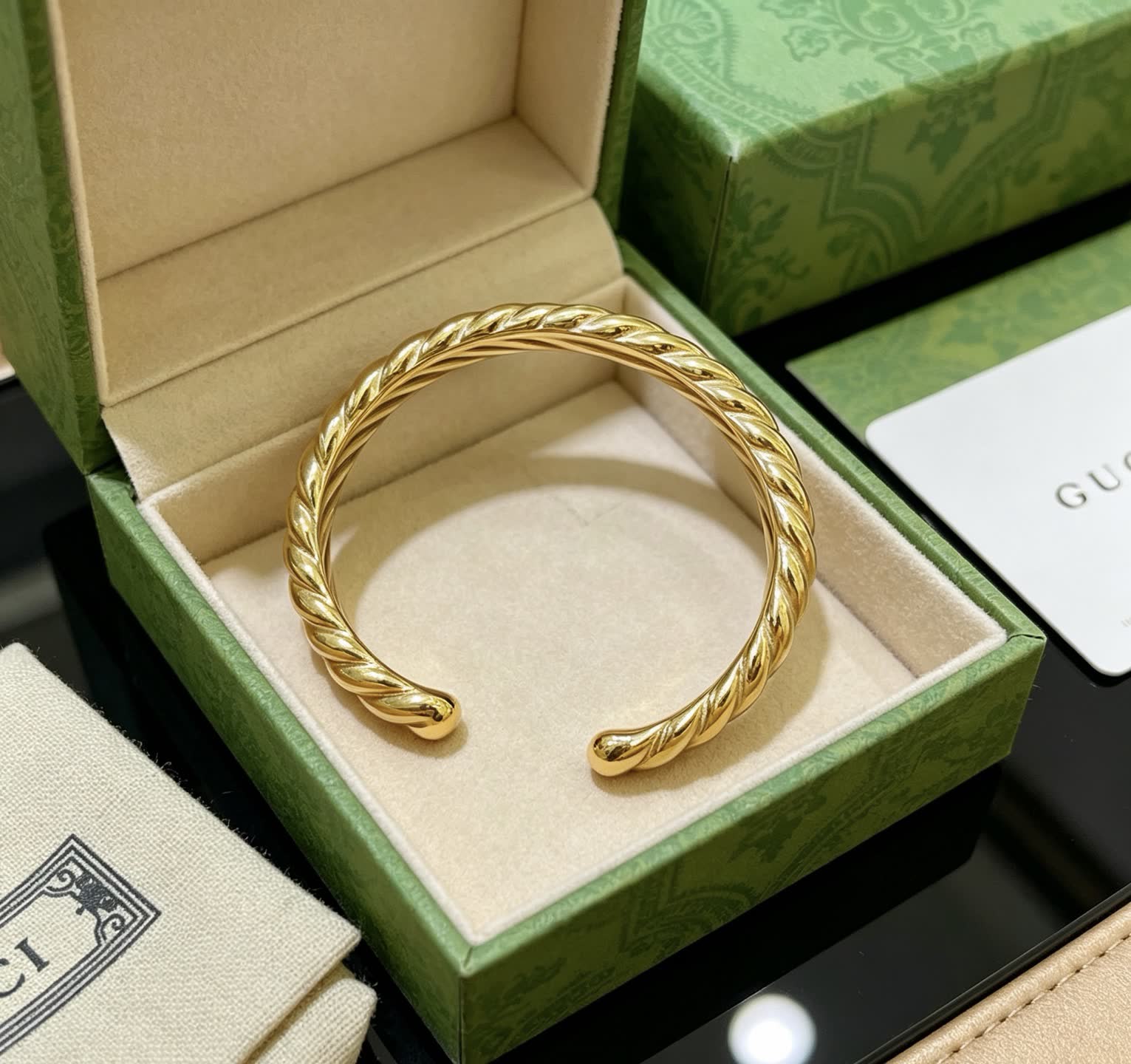 Gucci Gold Tone Twisted Cuff Bracelet