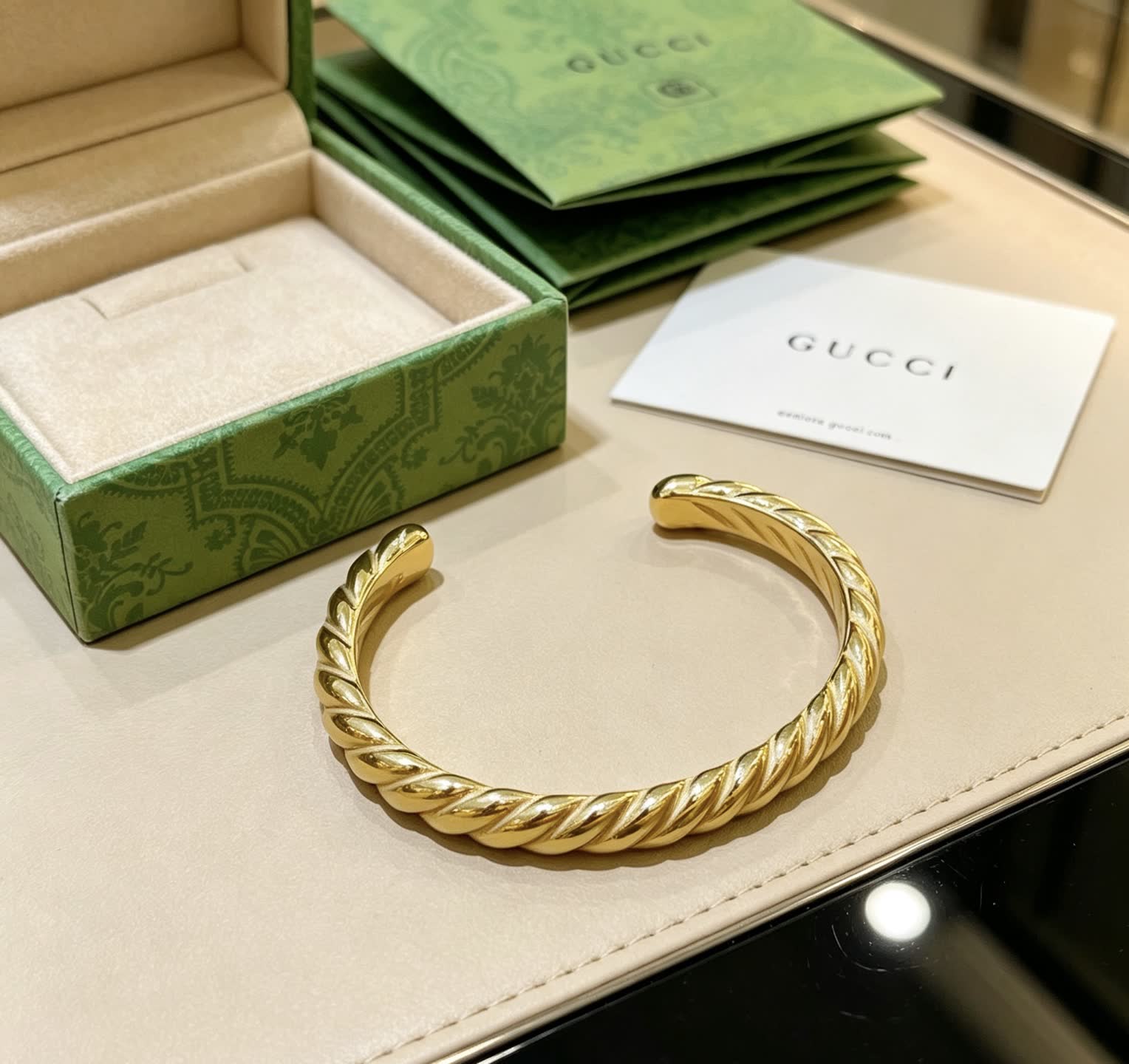 Gucci Gold Tone Twisted Cuff Bracelet