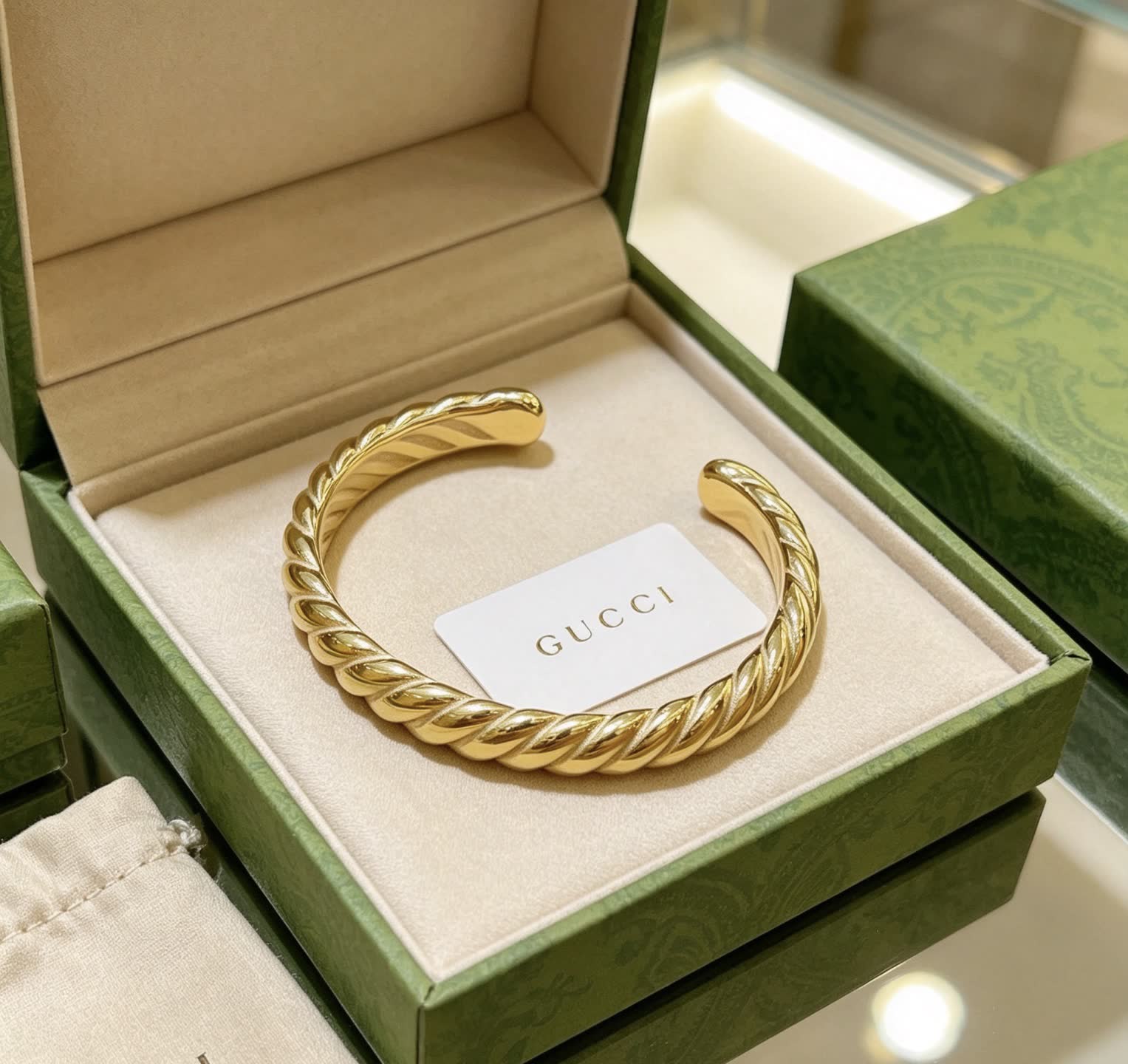 Gucci Gold Tone Twisted Cuff Bracelet