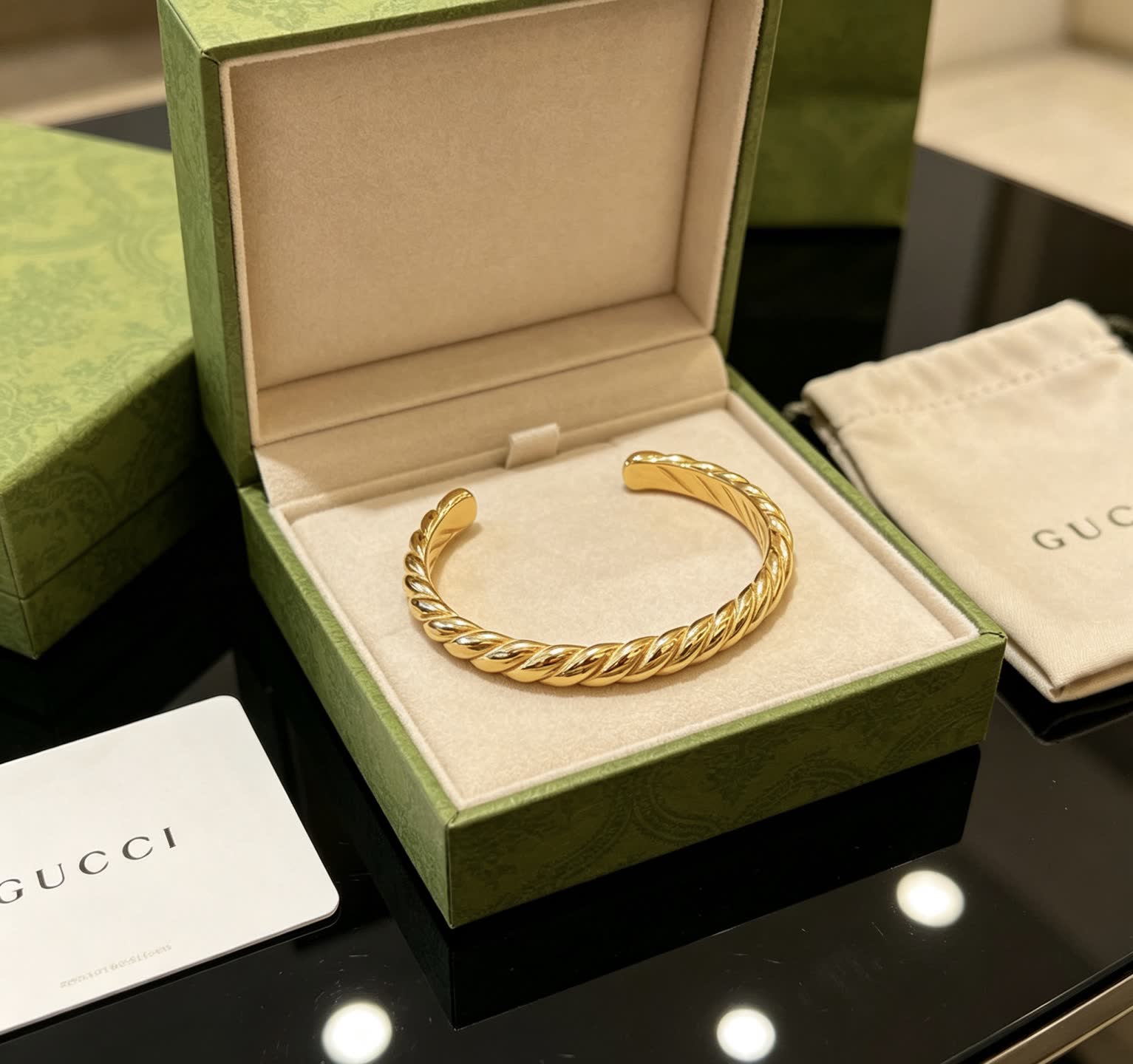 Gucci Gold Tone Twisted Cuff Bracelet