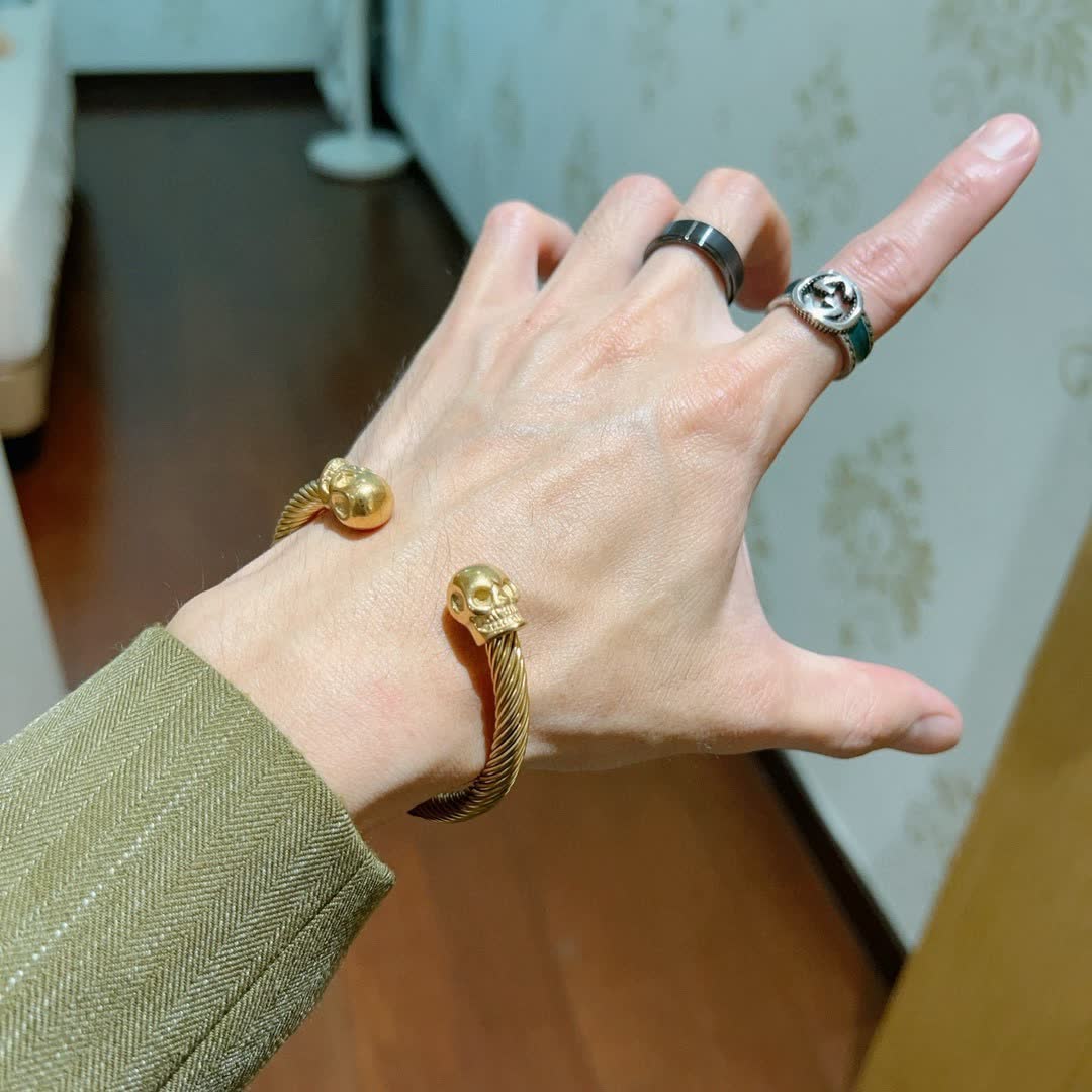 Gucci Gold Tone Skull Bracelet
