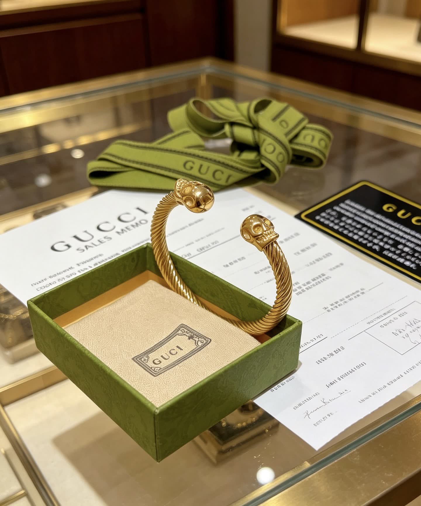 Gucci Gold Tone Skull Bracelet