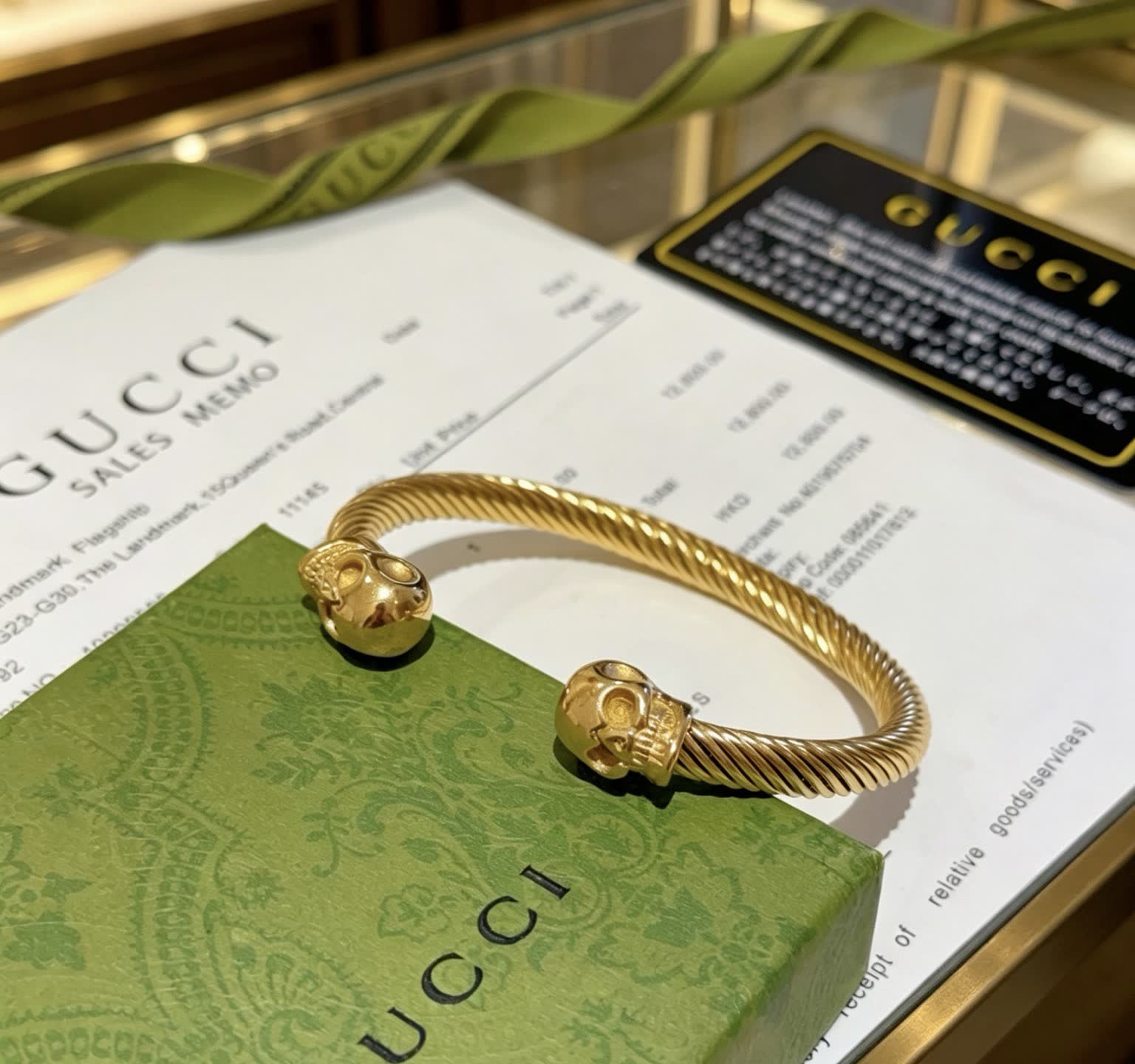 Gucci Gold Tone Skull Bracelet