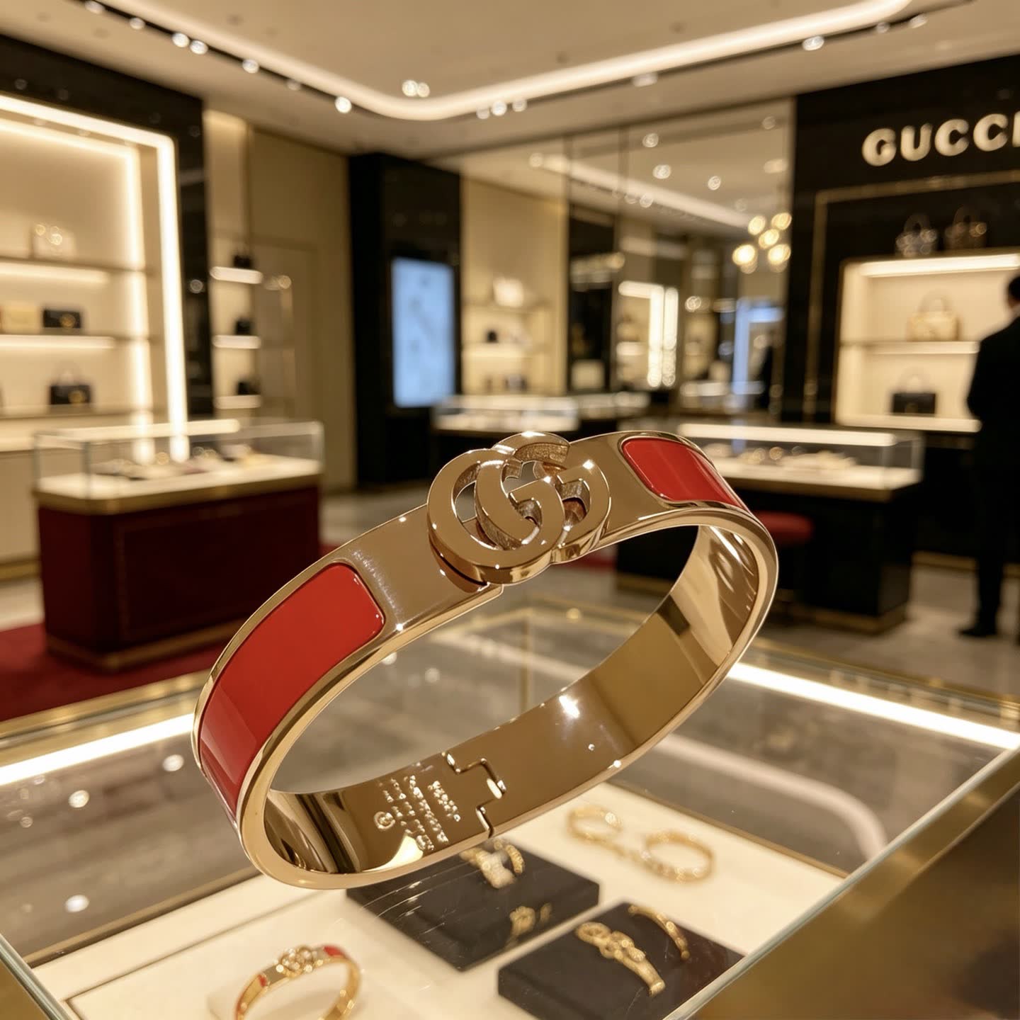 Gucci Red Enamel Gold Bracelet Gucci Red Enamel Gold Bracelet
