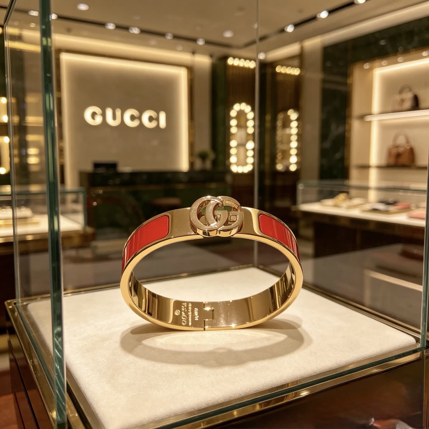 Gucci Red Enamel Gold Bracelet