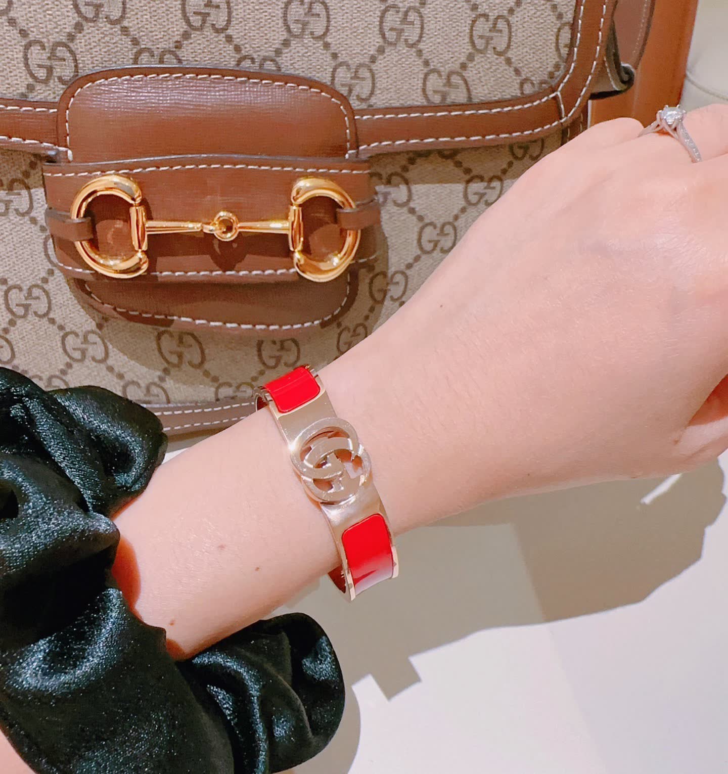 Gucci Red Enamel Gold Bracelet