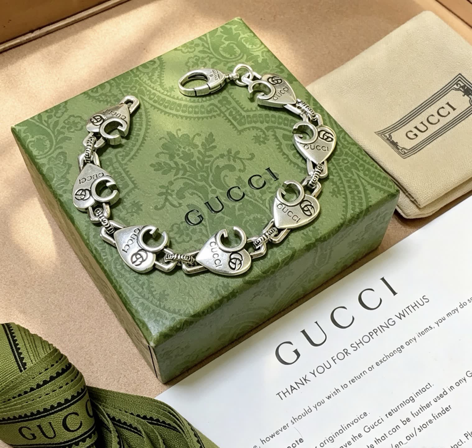 Gucci Sterling Silver Interlocking G Bracelet